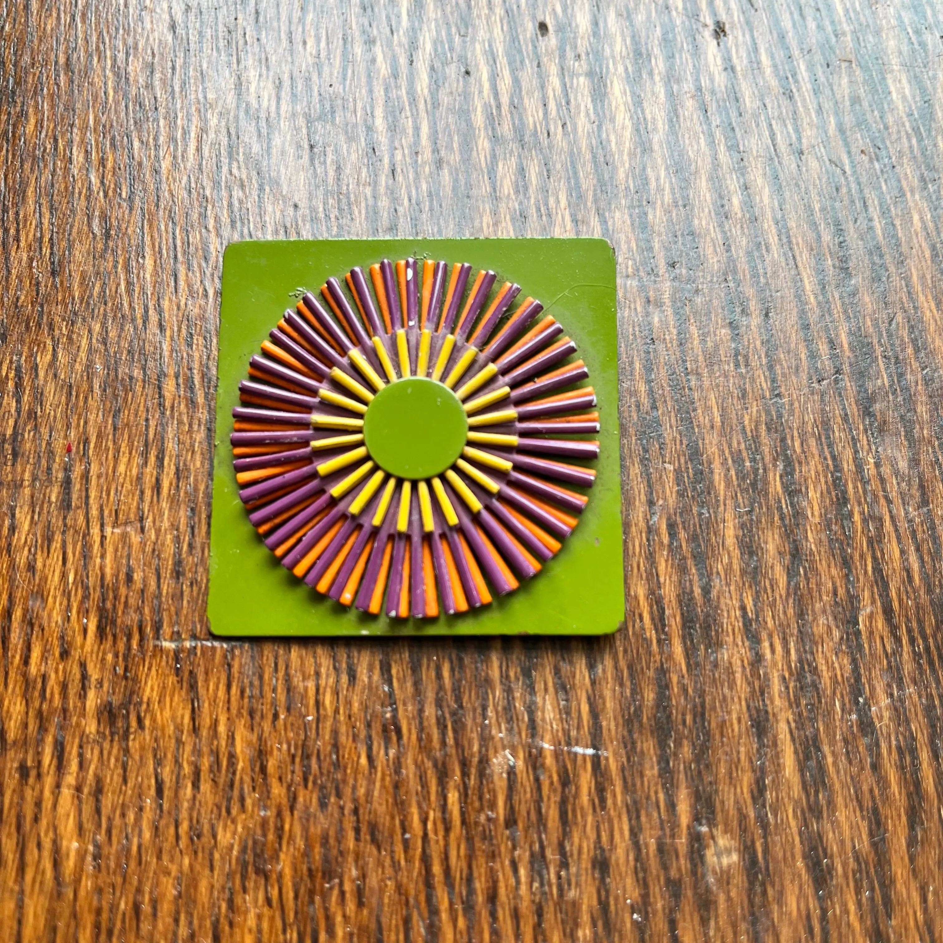Product image for Vintage 60s Mod Enamel Pinwheel Square Brooch