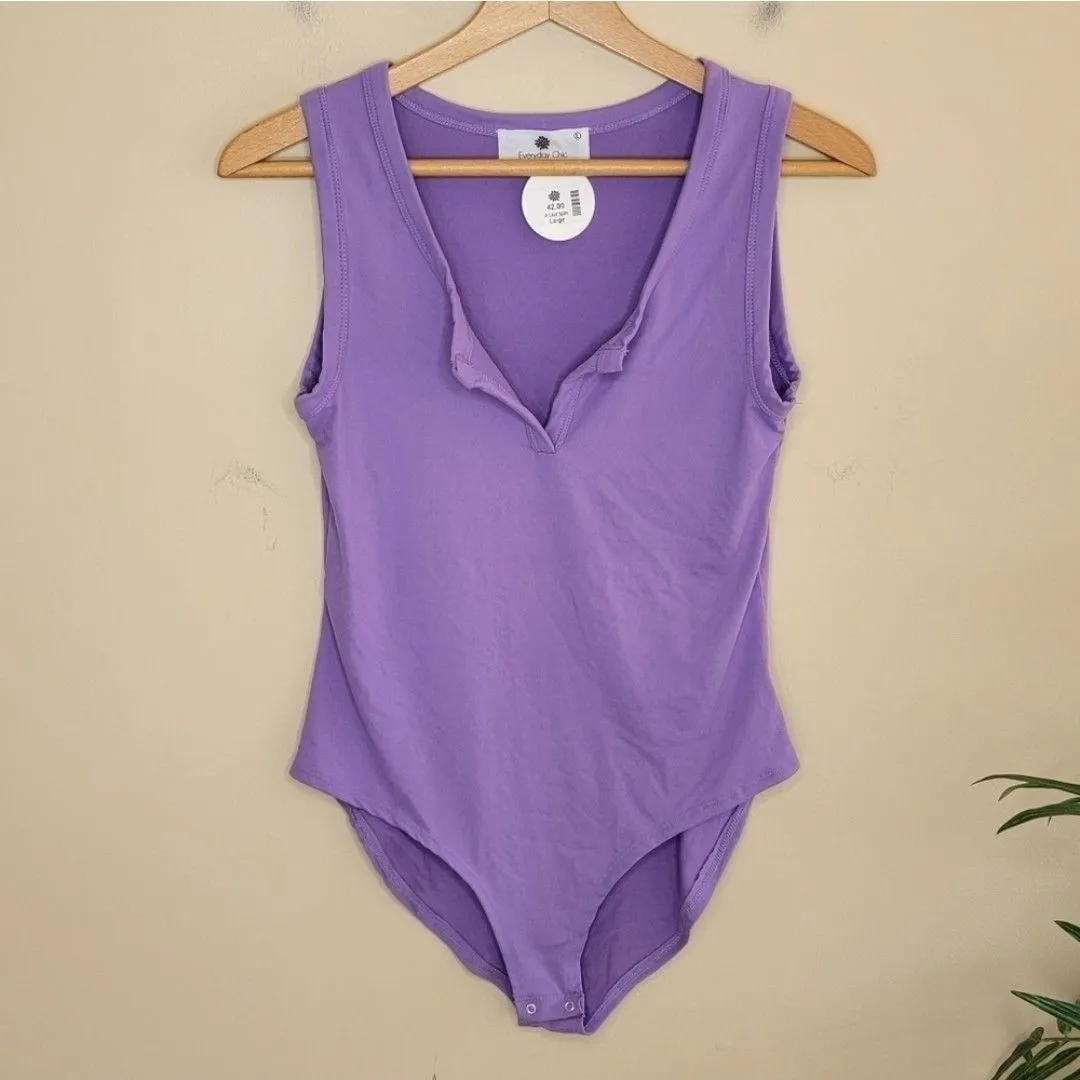 Product image for 033. NWT Everyday Chic Boutique | Purple Split Neck Bodysuit Tank