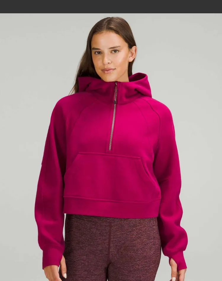 Product image for 023 EUC Scuba Oversized Half-Zip Hoodie Size M/L Pomegranate