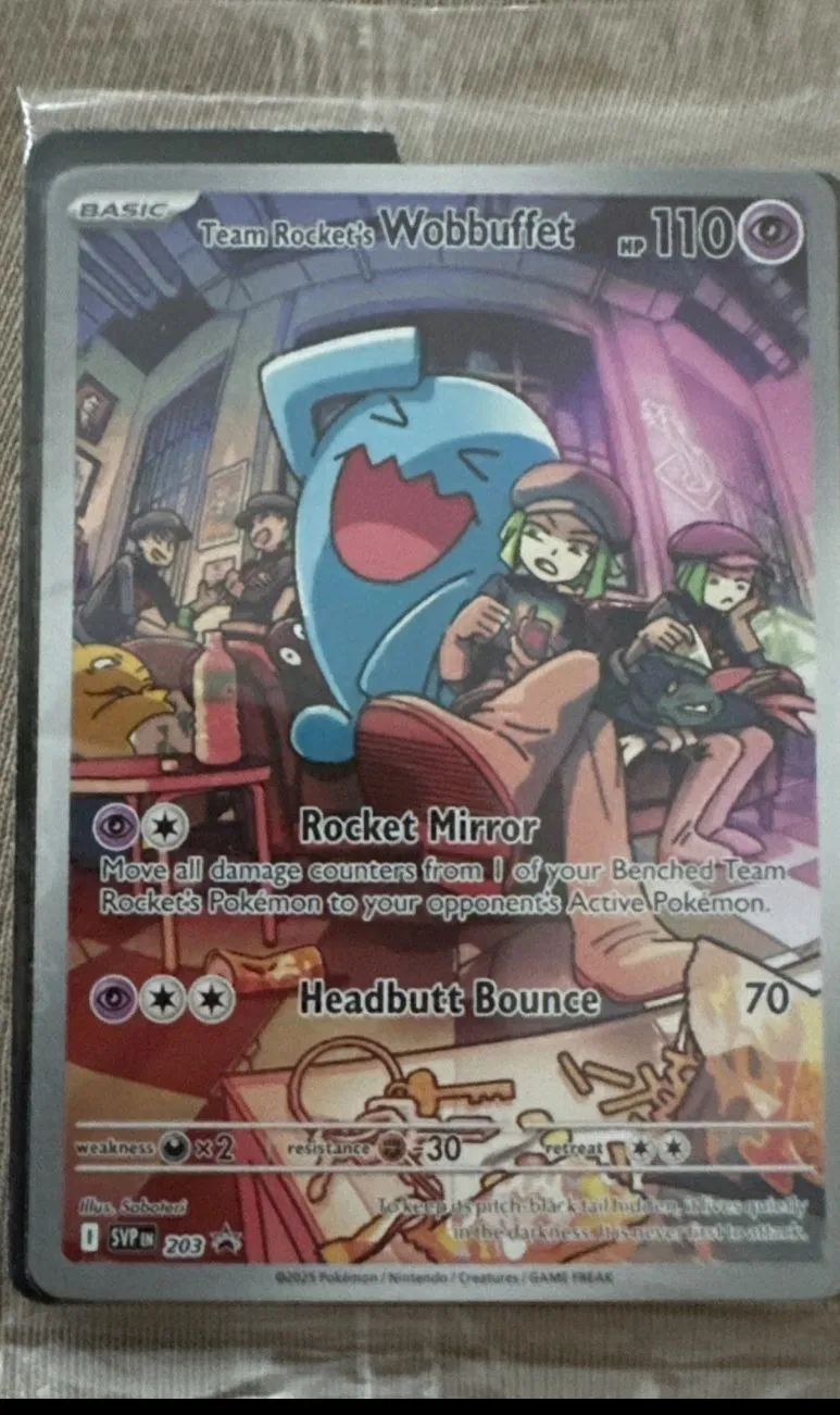 Product image for Destined Rivals ETB Promo Team Rockets Wobbuffet SVP 203 SEALED