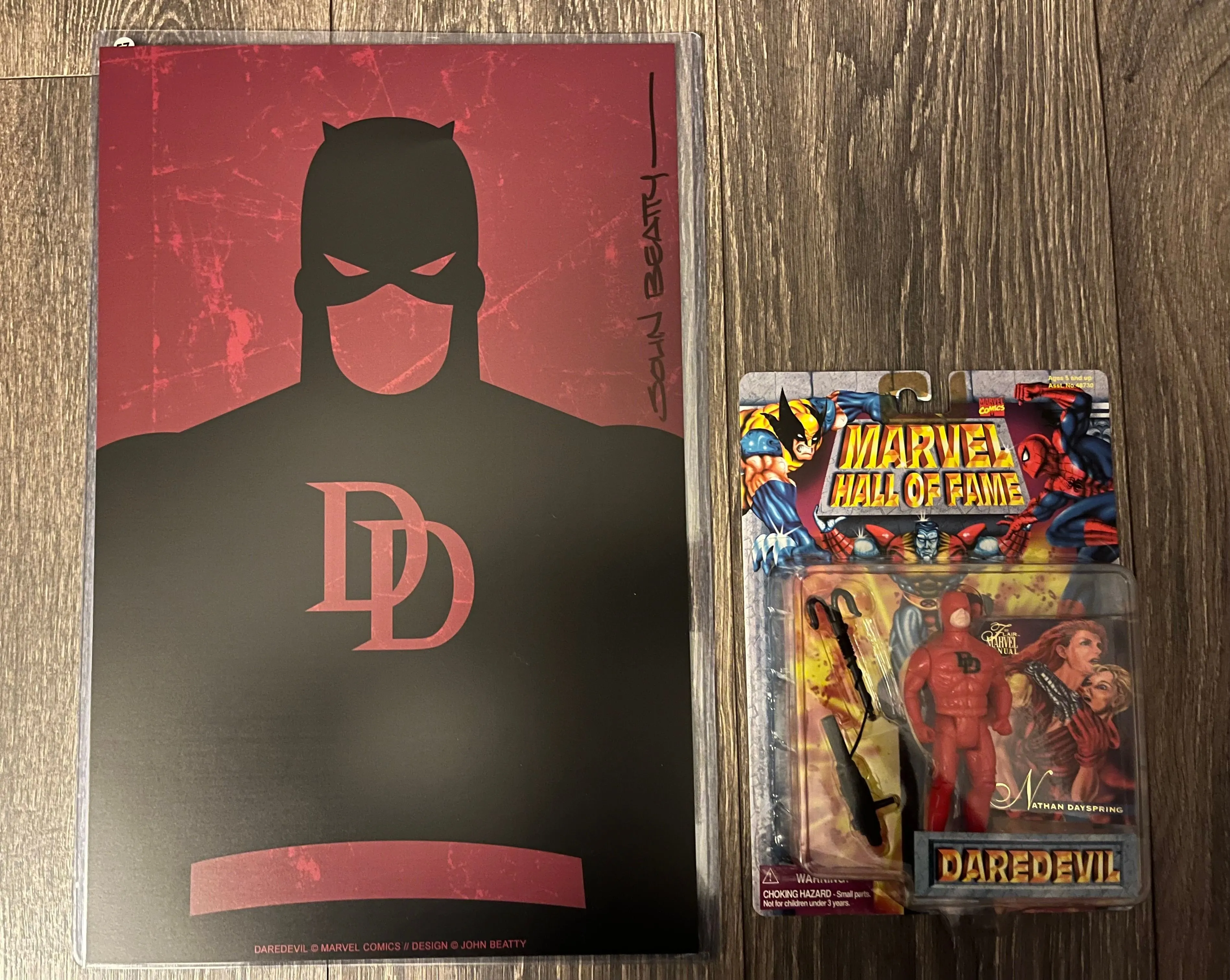 Product image for Marvel Dare Devil Print signed by John Beatty w/ COA & figure NEW 😈