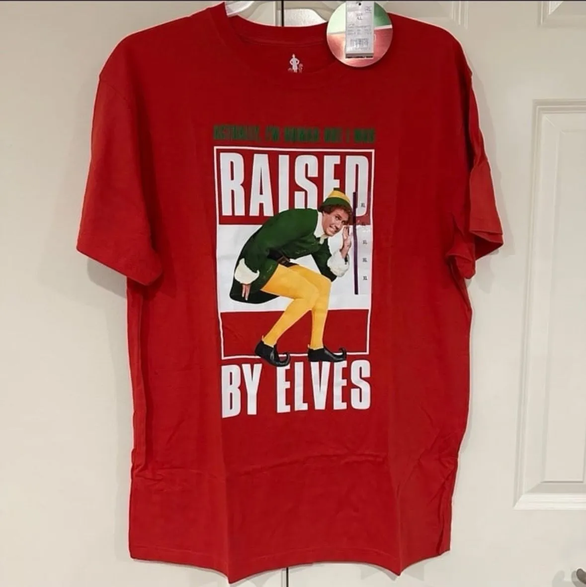 Product image for Men’s Size XL Buddy The Elf Red Christmas Holiday Tshirt