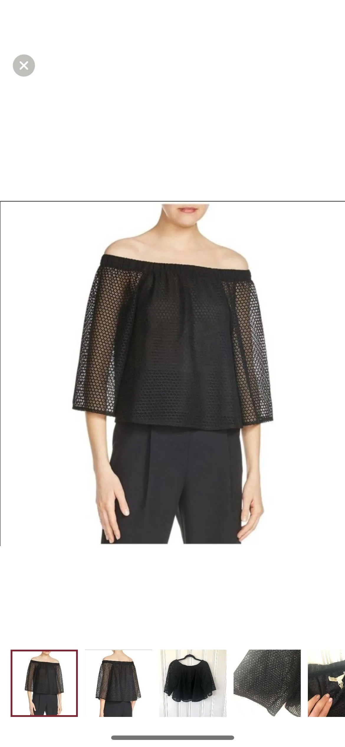 Product image for 38 Maje Black Lor Over the Shoulder Lace Top Size Small