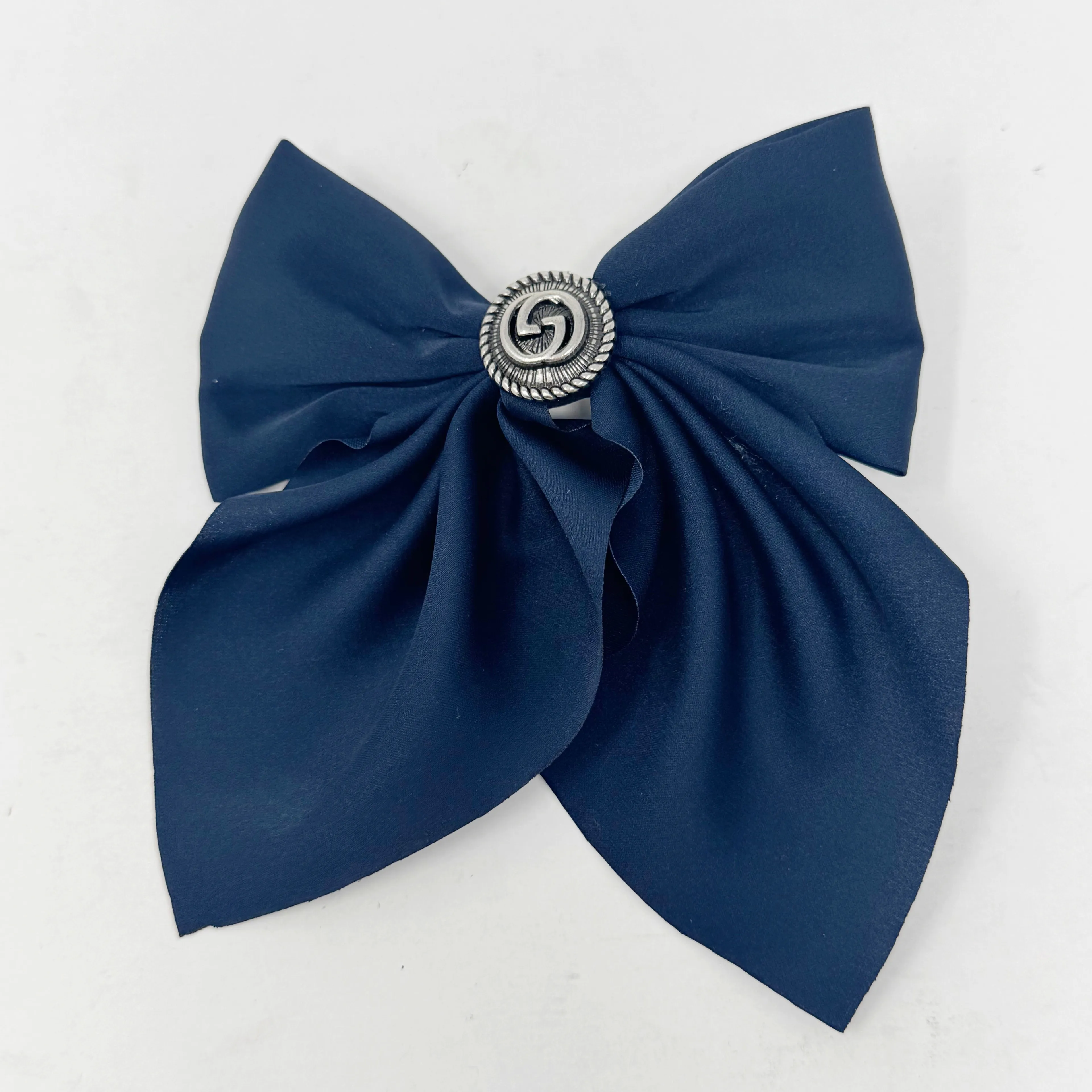 Product image for GUCCI Upcycled GG Navy Blue Hair Bow