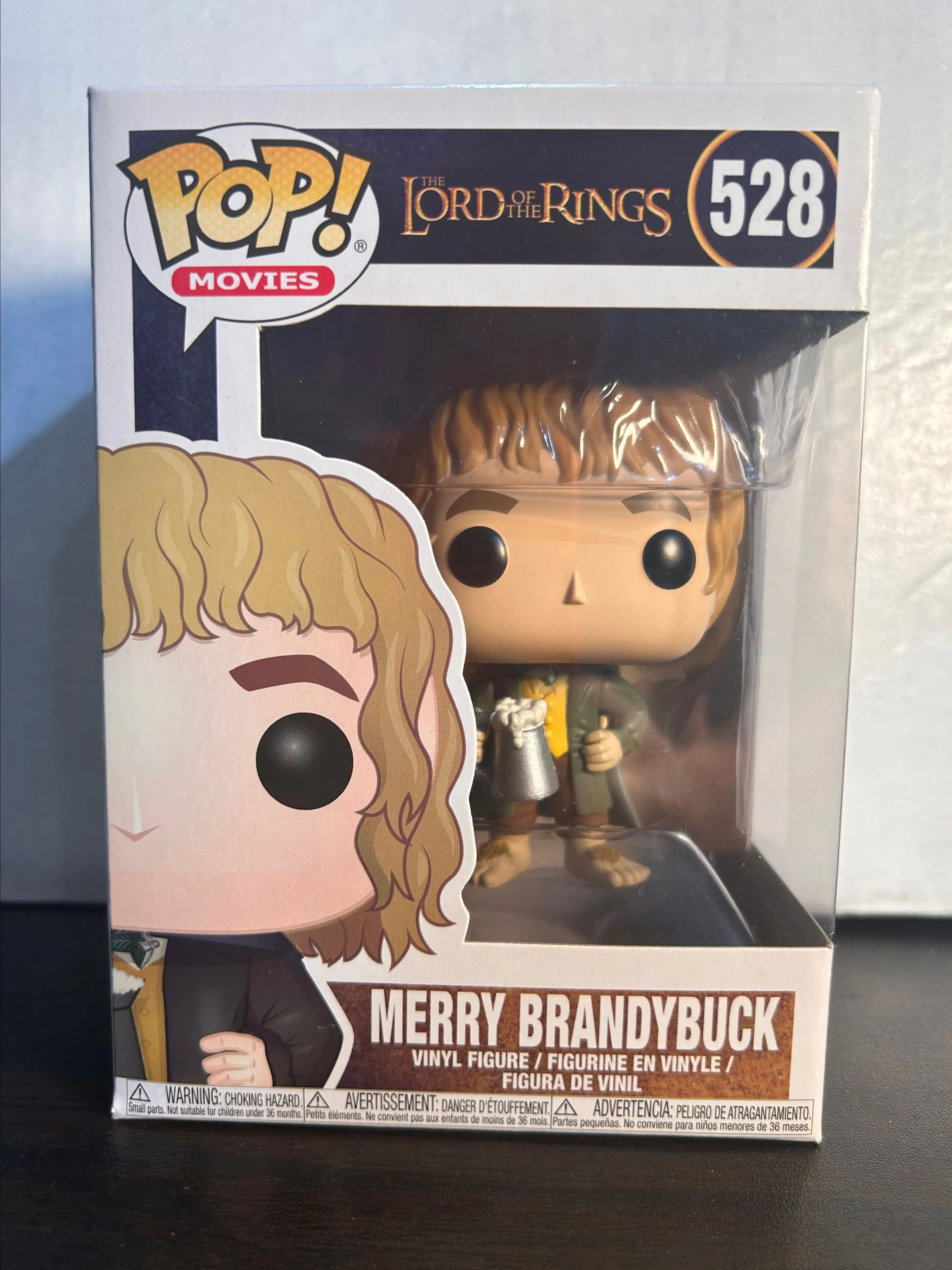 Product image for Merry Brandybuck Lord of the Rings Movies Vaulted Funko Pop 528 With Protector