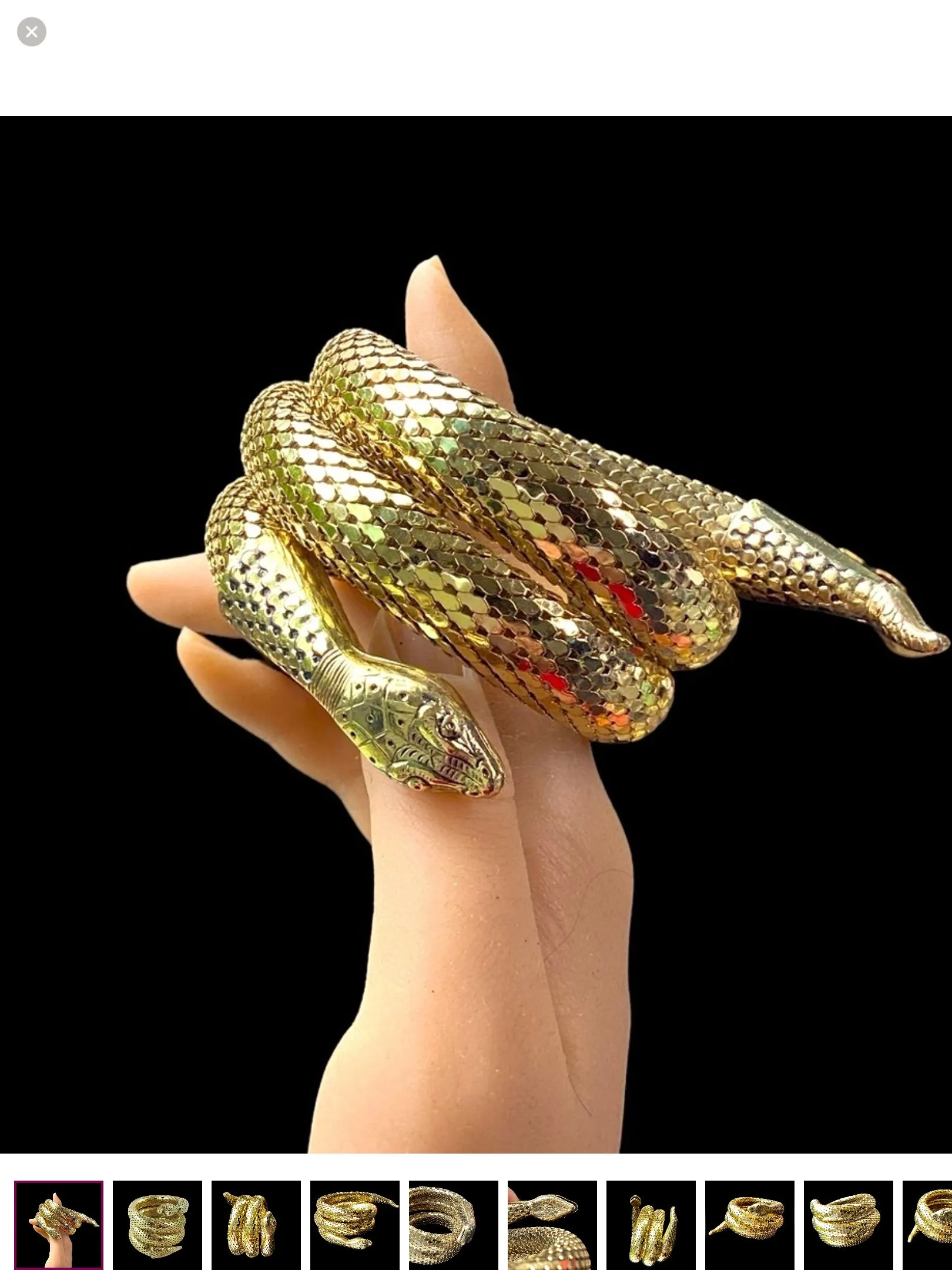 Product image for 1970's Whiting & Davis Triple Coiled Gold Snake Bracelet (t60)