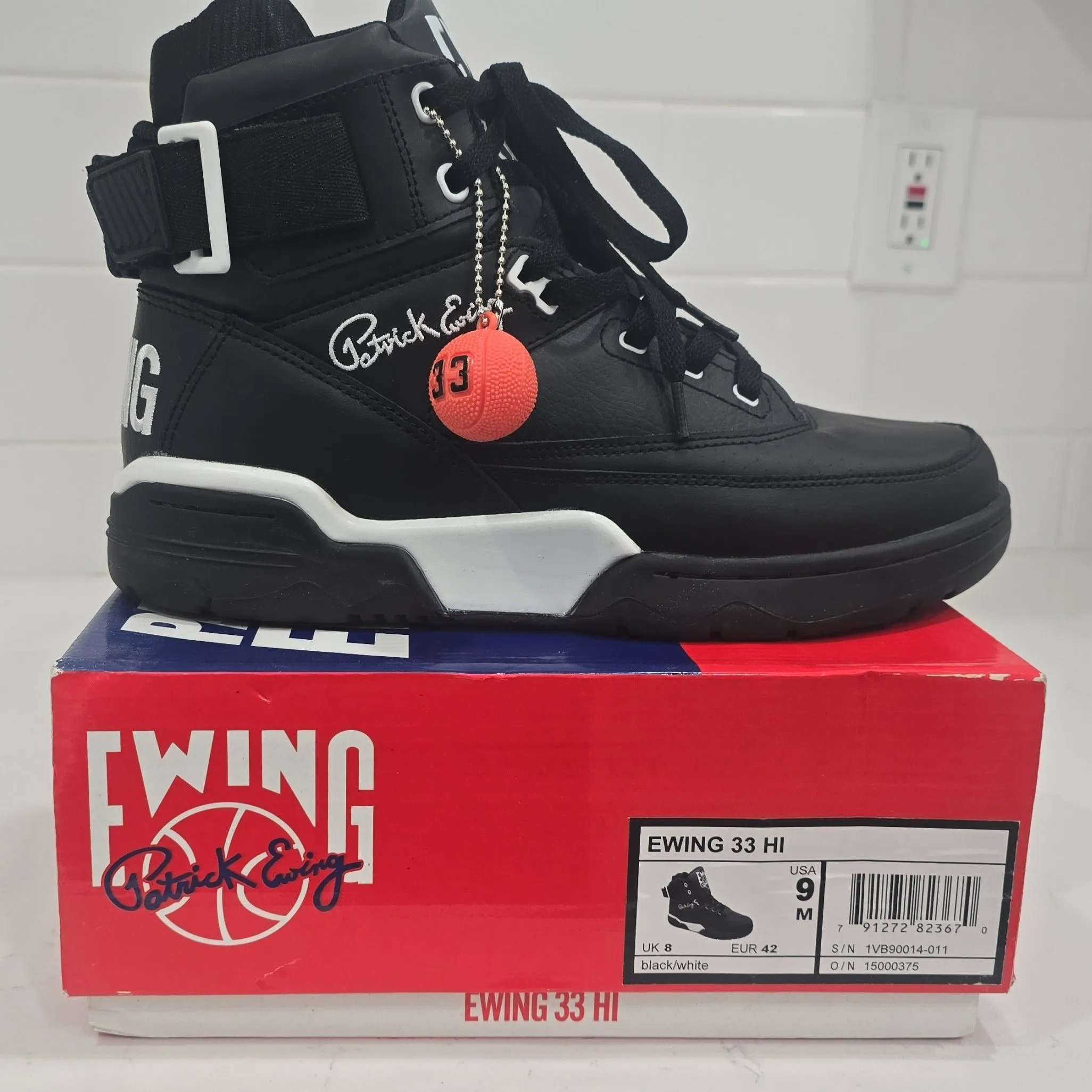 Product image for Patrick Ewing 33 Hi Black sz 9M Basketball shoes  $120