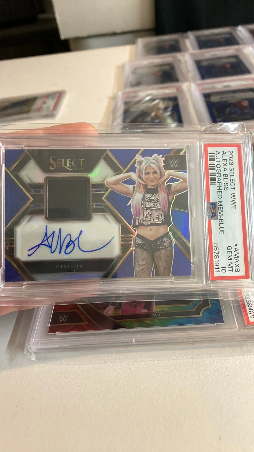 Product image for 2023 Panini Select Wwe Autographed Memorabilia Alexa Bliss Autographed Mem-Blue PSA GEM MT 10