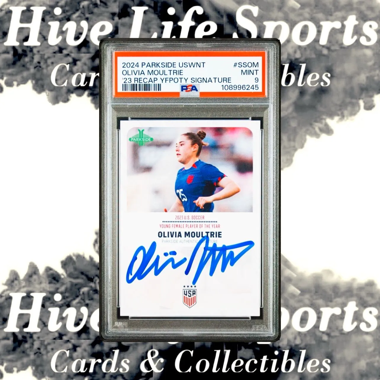Product image for Olivia Moultrie 2024 Parkside USWNT 23 Recap YFPOTY SP Auto /100 #SSOM USA PSA 9