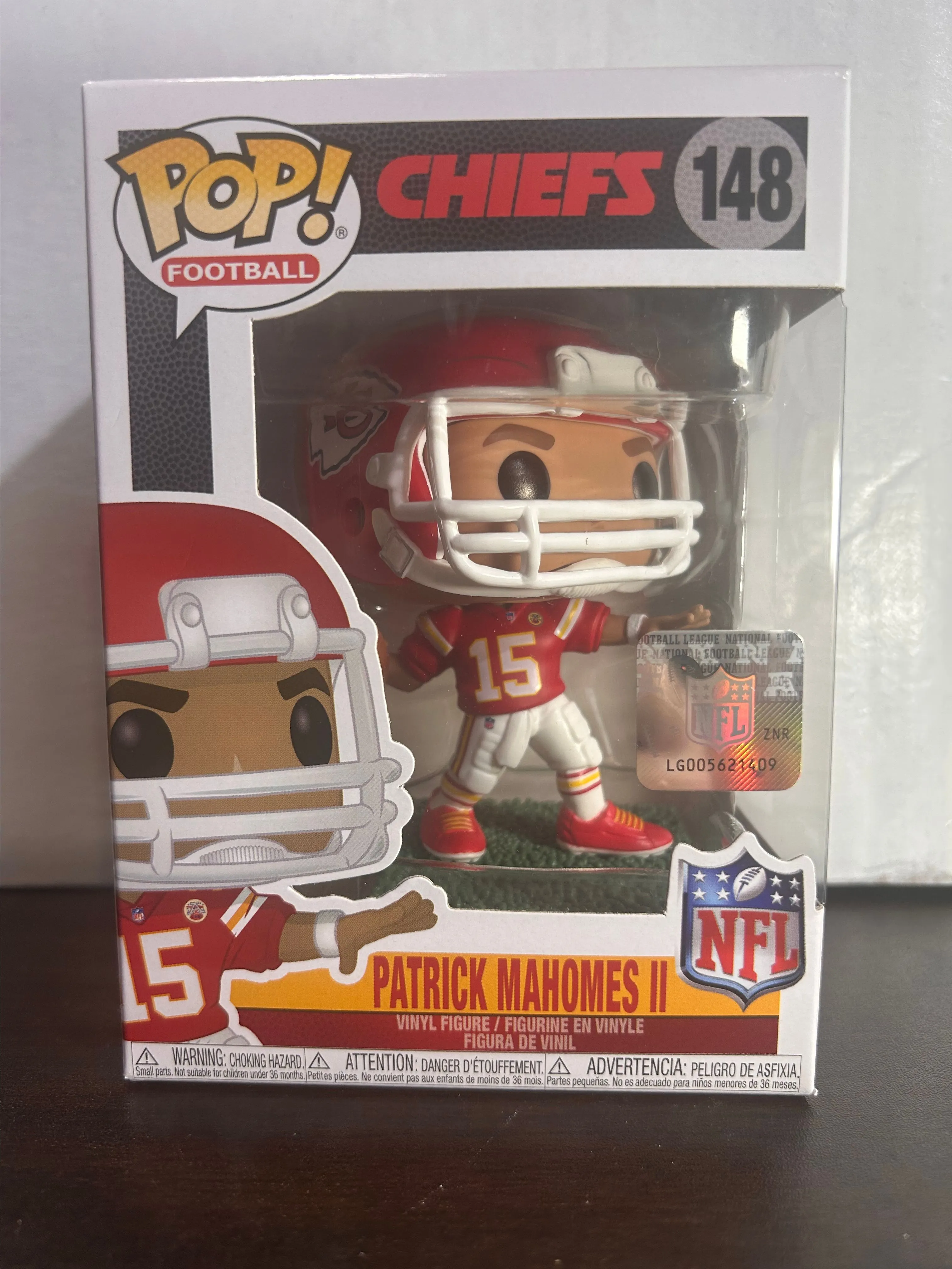 Product image for Patrick Mahomes II NFL Kansas City Chiefs Football Funko Pop 148 With Protector