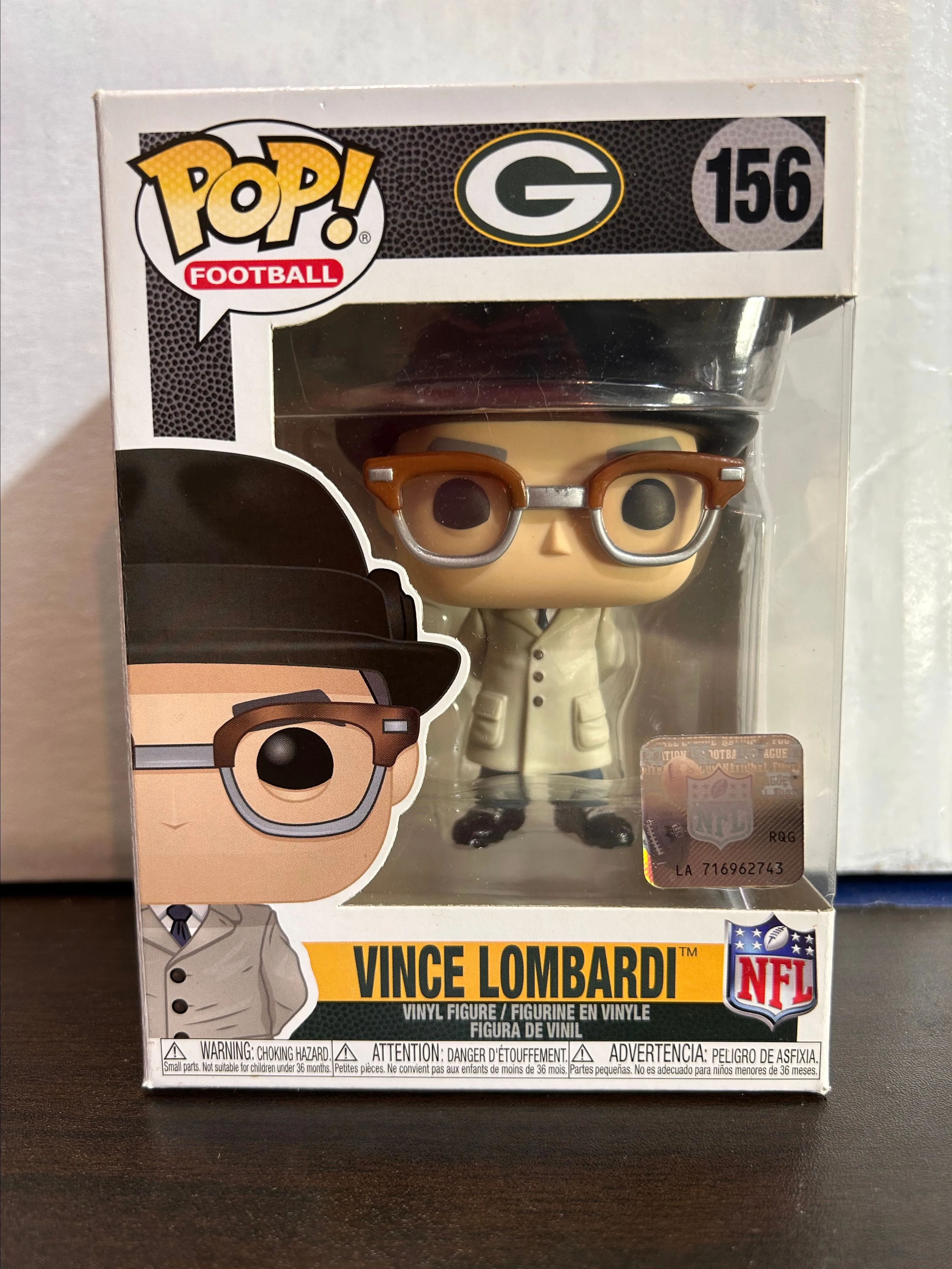 Product image for Vince Lombardi Green Bay Packers NFL Football Vaulted Funko Pop 156 W Protector