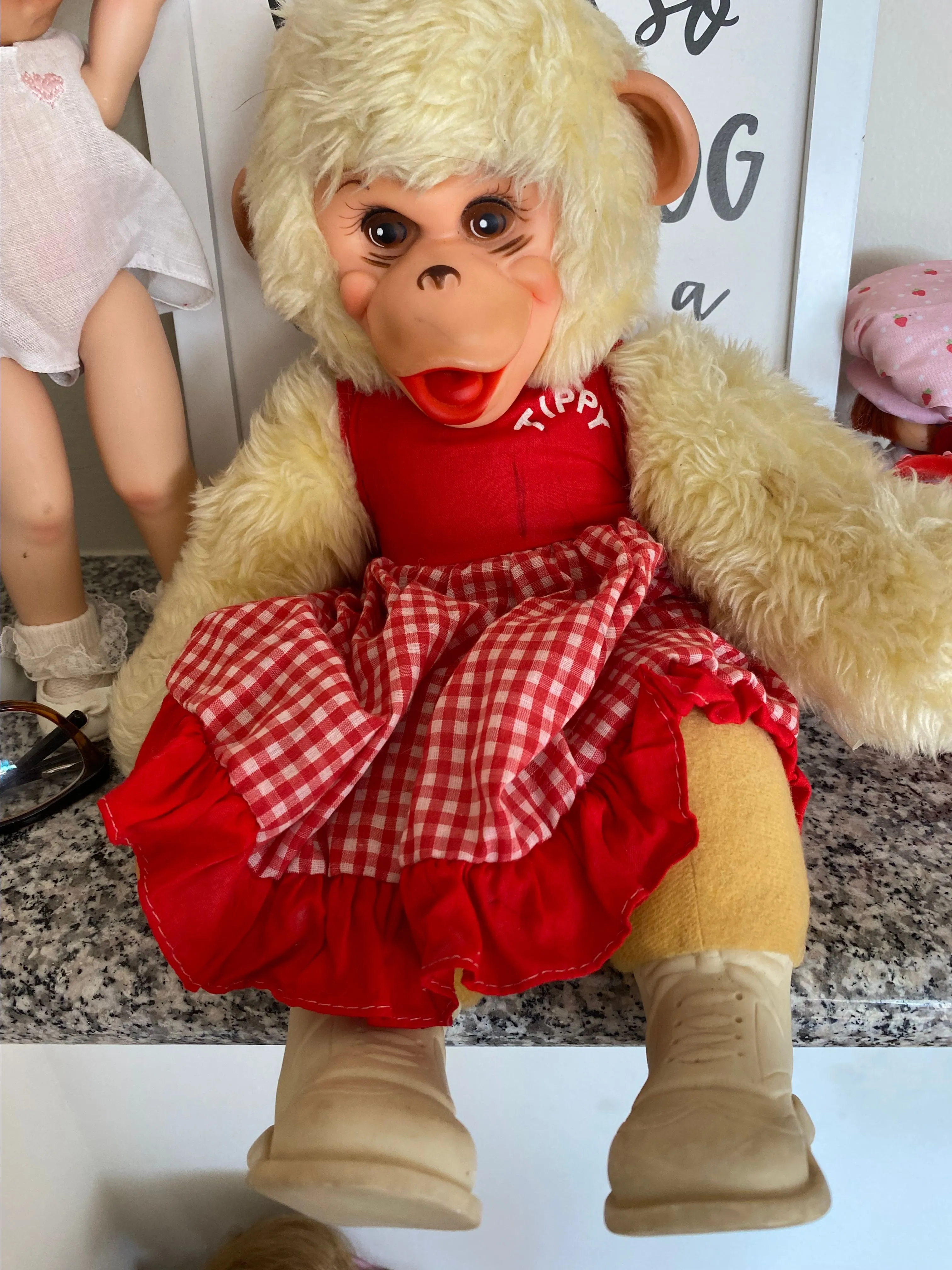 Product image for Vintage RUSHTON TIPPY Zippy & Tippy 1950s Howdy Doody Monkey Doll Rubber Face