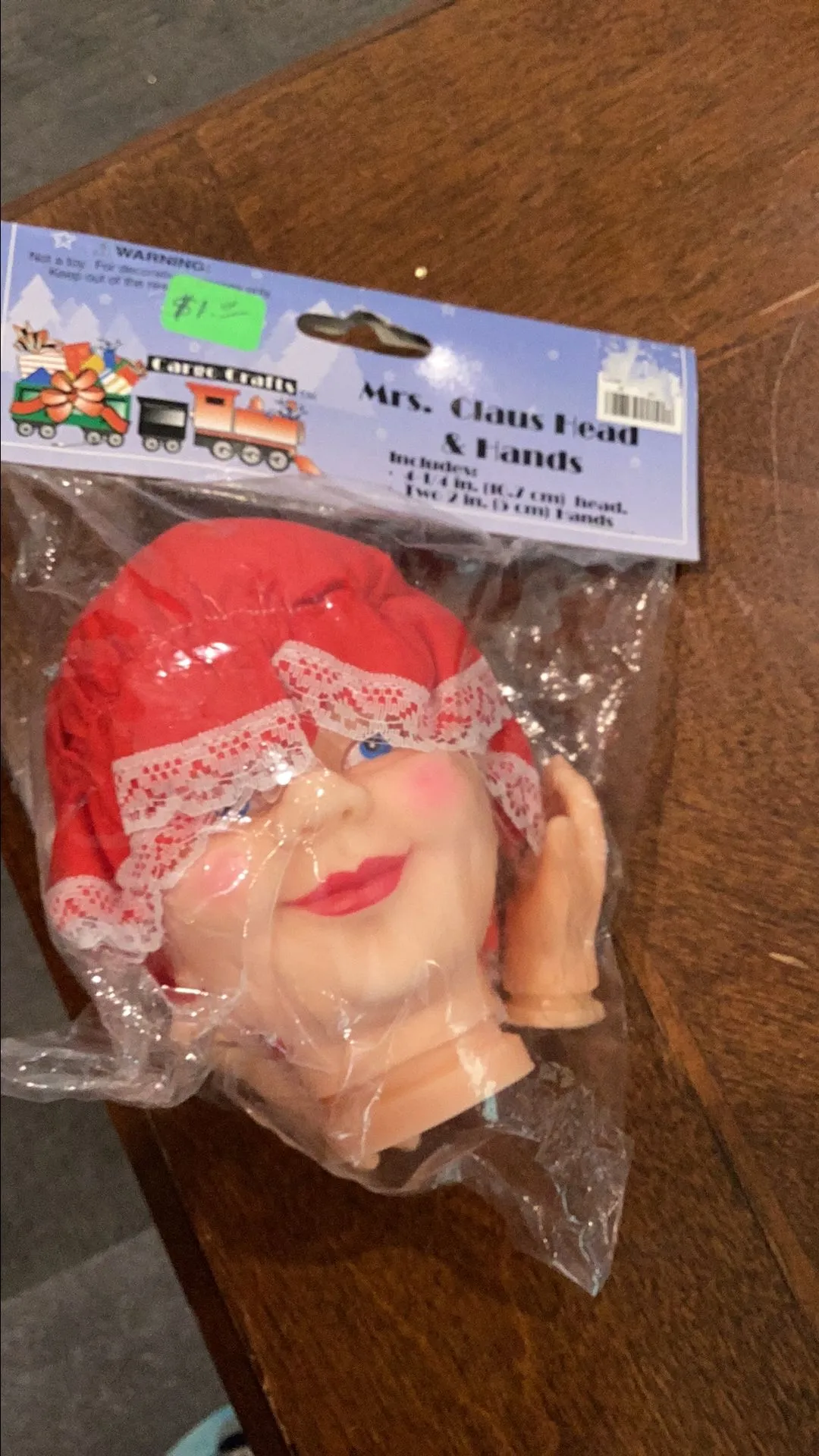 Product image for Vintage Mrs. Claus head and hands matches Santa head and mittens