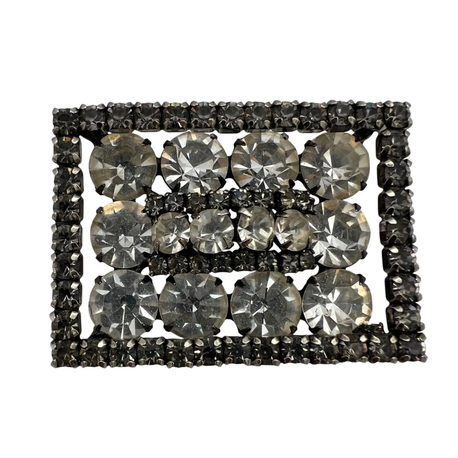Product image for Vintage Kramer Rhinestone Floral Brooch 2.25" x 1.75" Signed Costume Jewelry