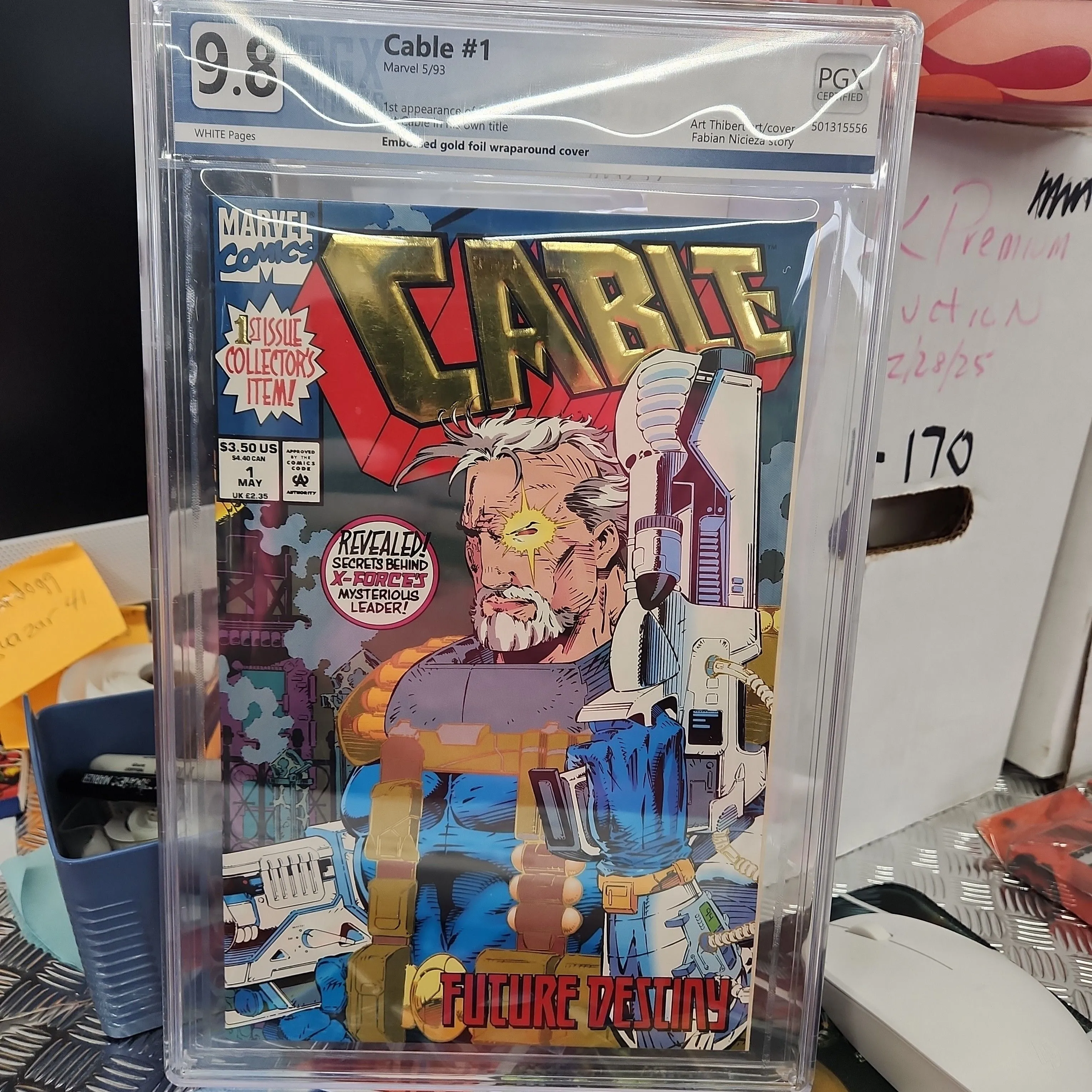 Product image for Cable #1 Embossed Gold Foil Wraparound Cover 1st Print PGX 9.8