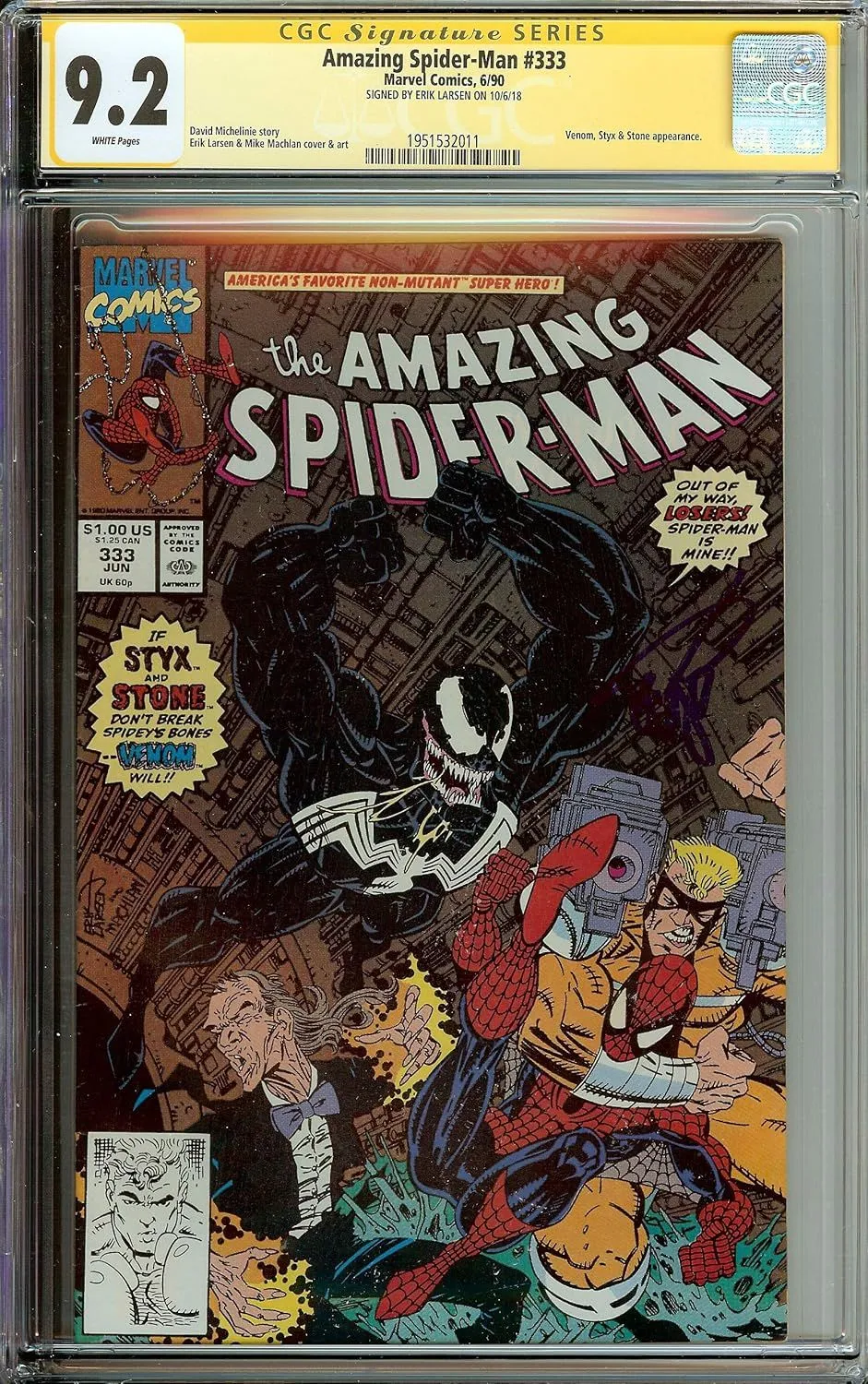 Product image for Amazing Spider-Man #333 CGC 9.2 Signed Erik Larsen + FREE COMICS