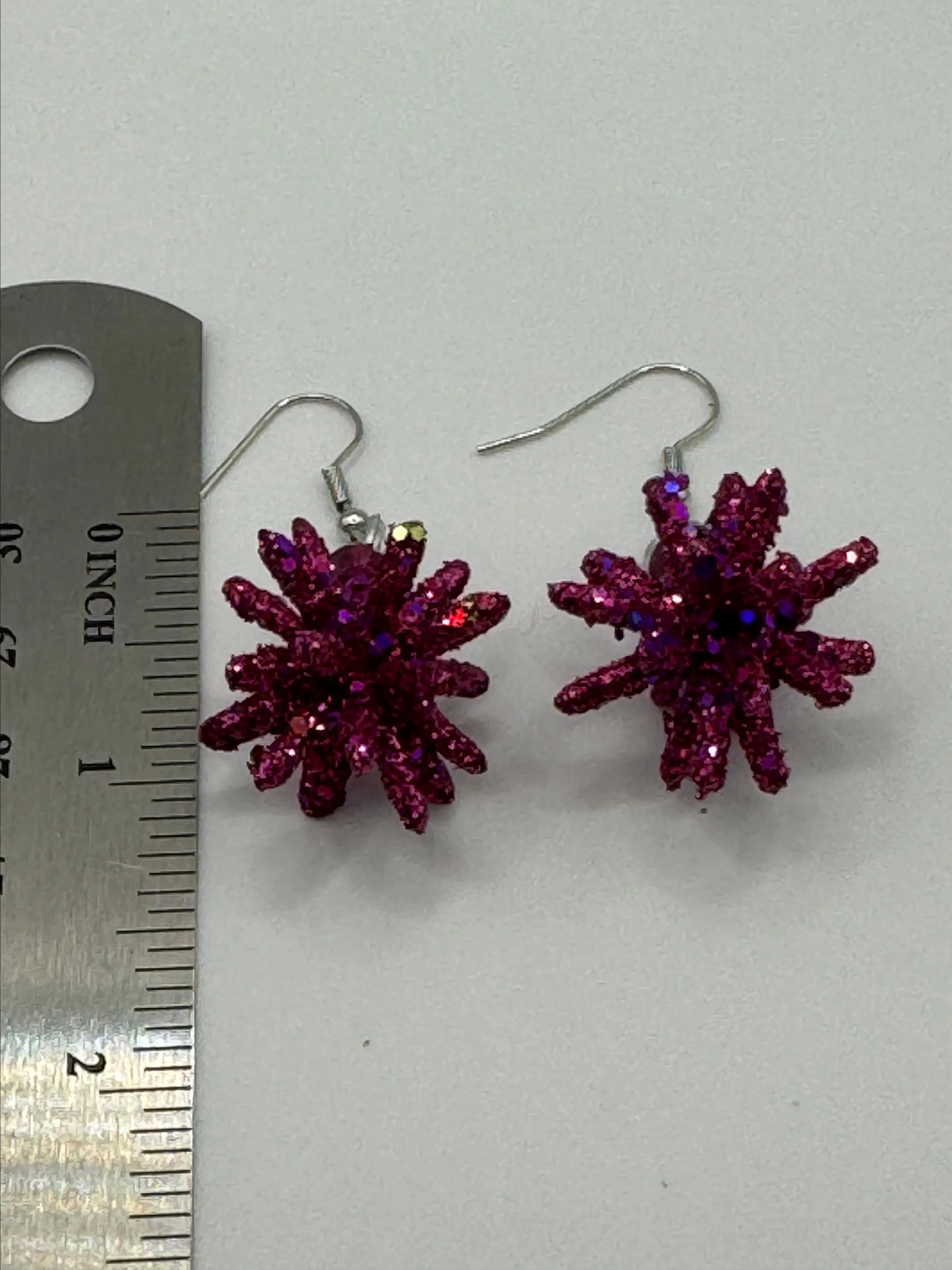 Product image for Starburst Pink Glitter 3-D Earrings