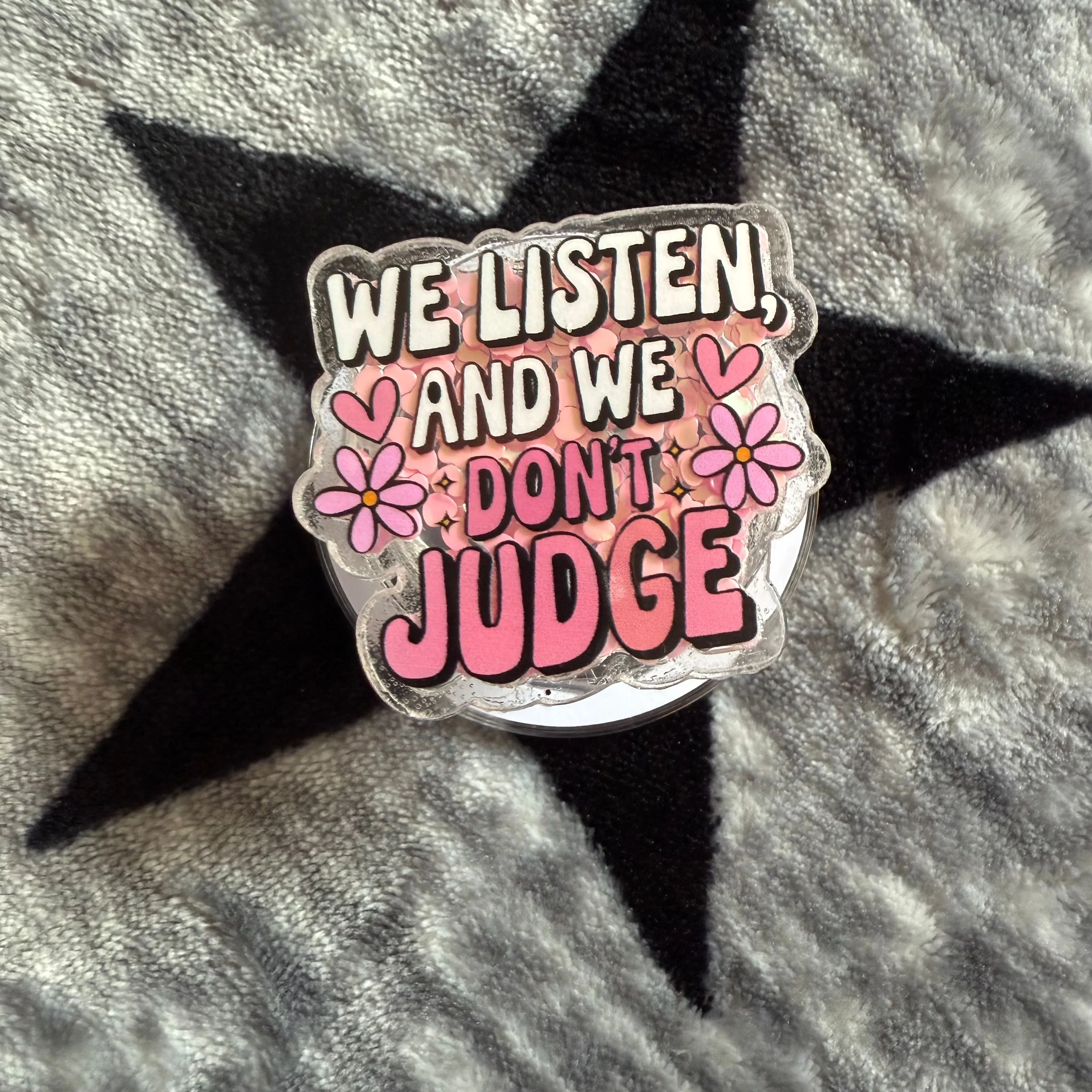 Product image for Magnetic Phone Grip - "We listen and we don't judge" Shakeable Glitter