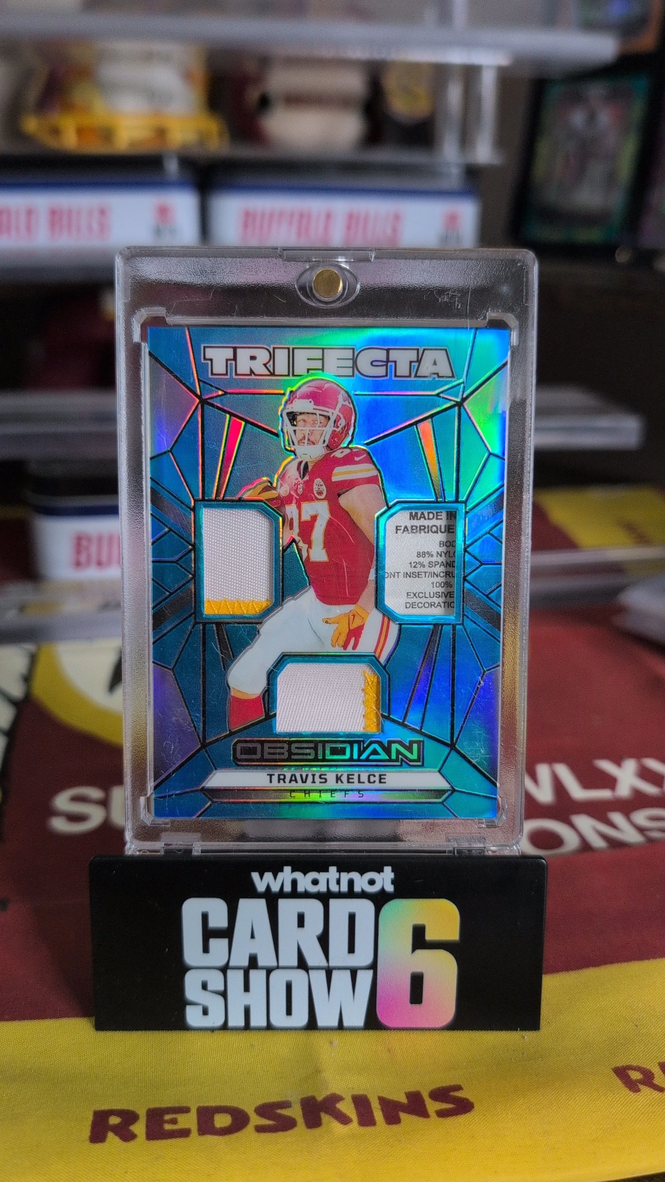 Product image for Travis Kelce Trifecta materials, laundry tag, triple patch 13/25