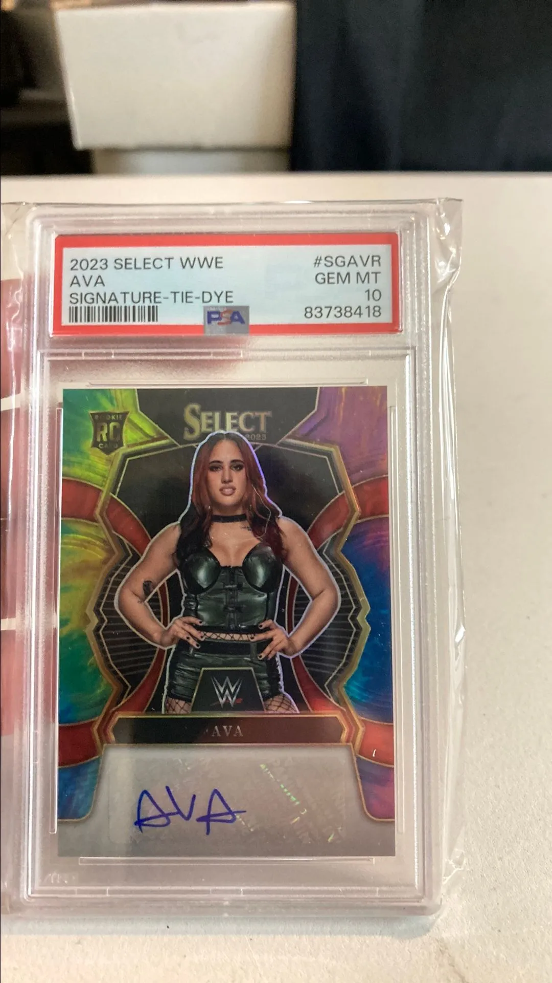 Product image for 2023 Panini Select Wwe Signatures Ava Signature-Tie-Dye PSA GEM MT 10