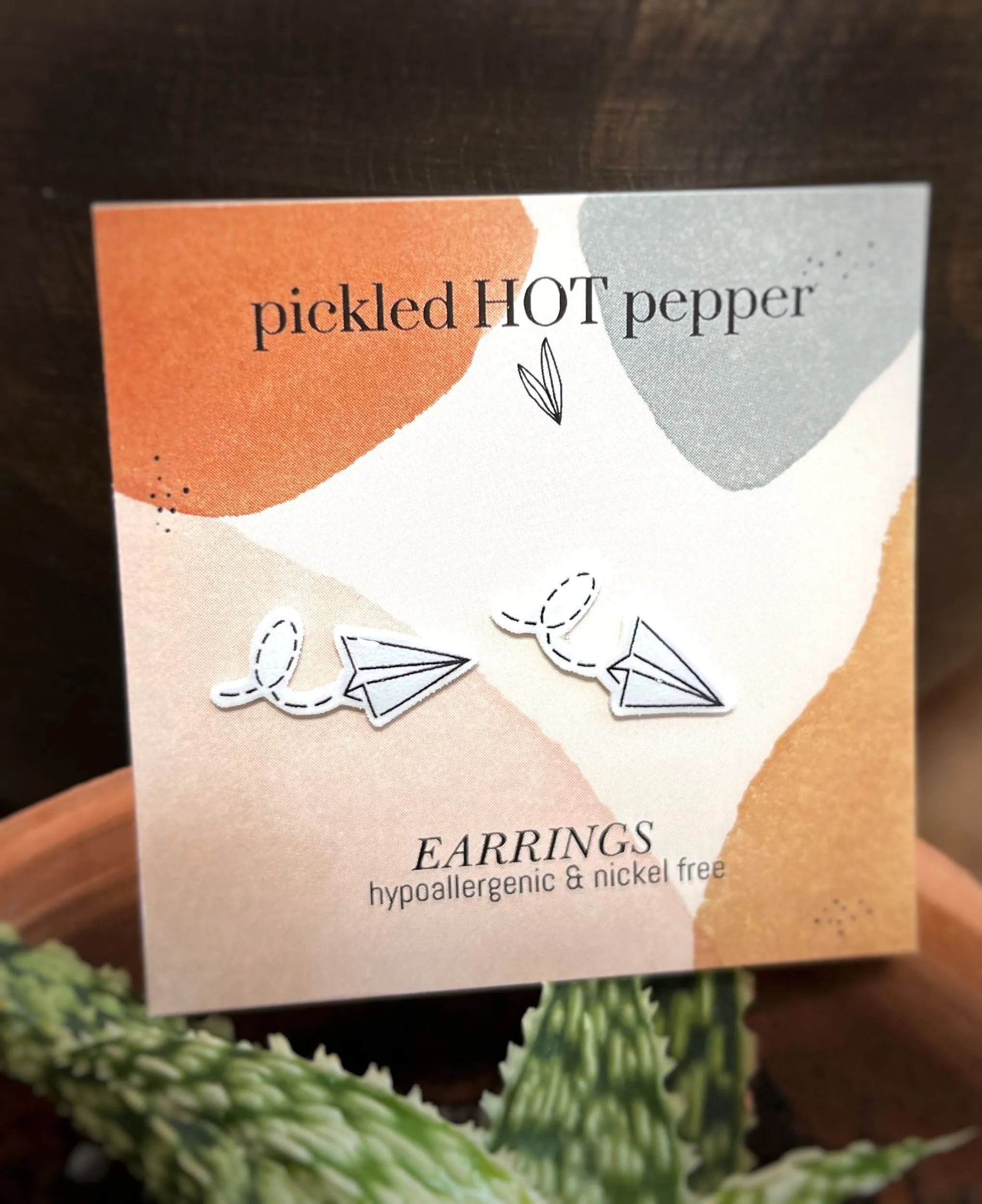Product image for Paper, airplane stud earrings