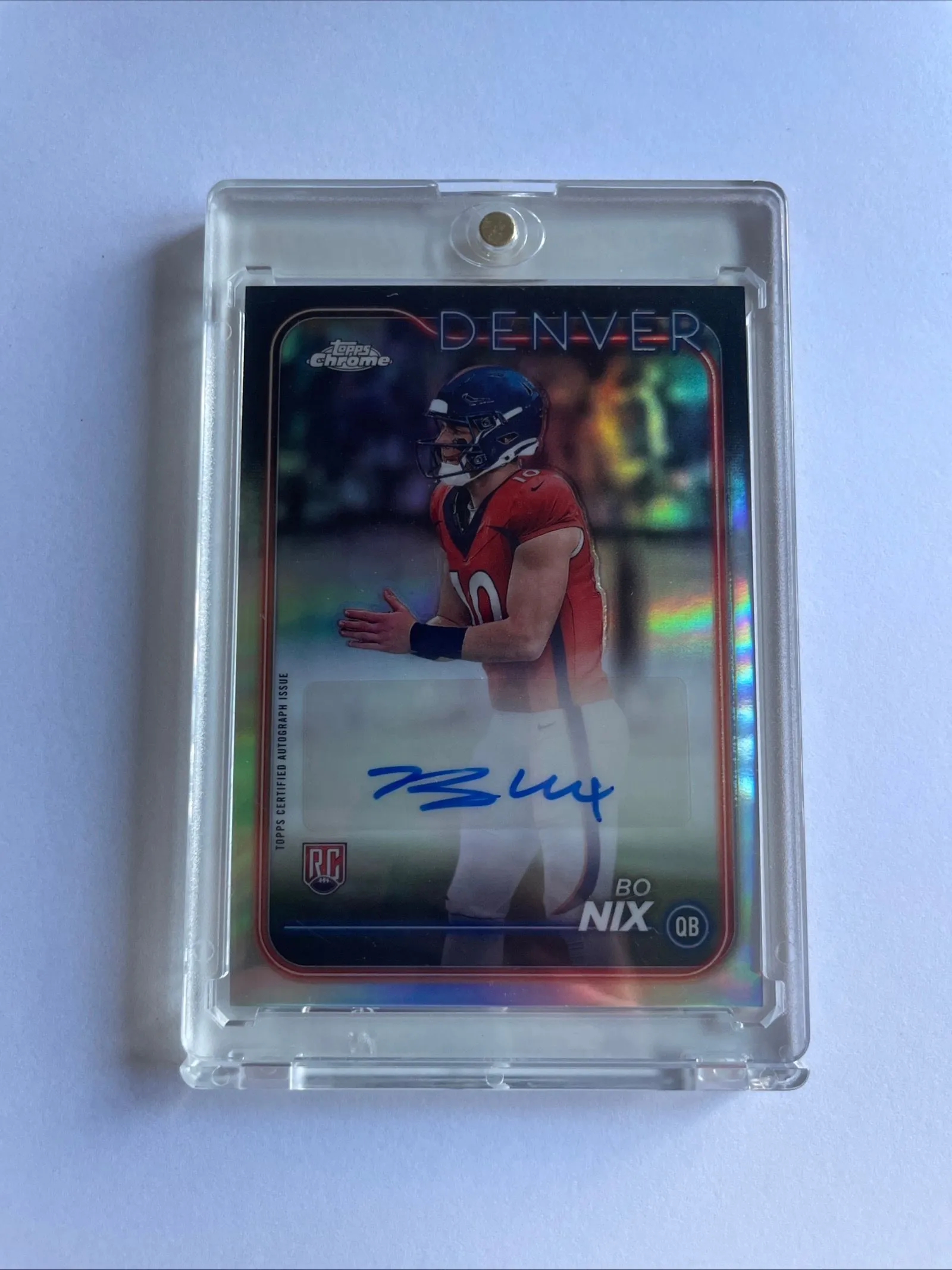 Product image for Bo Nix Topps Chrome Refractor Auto