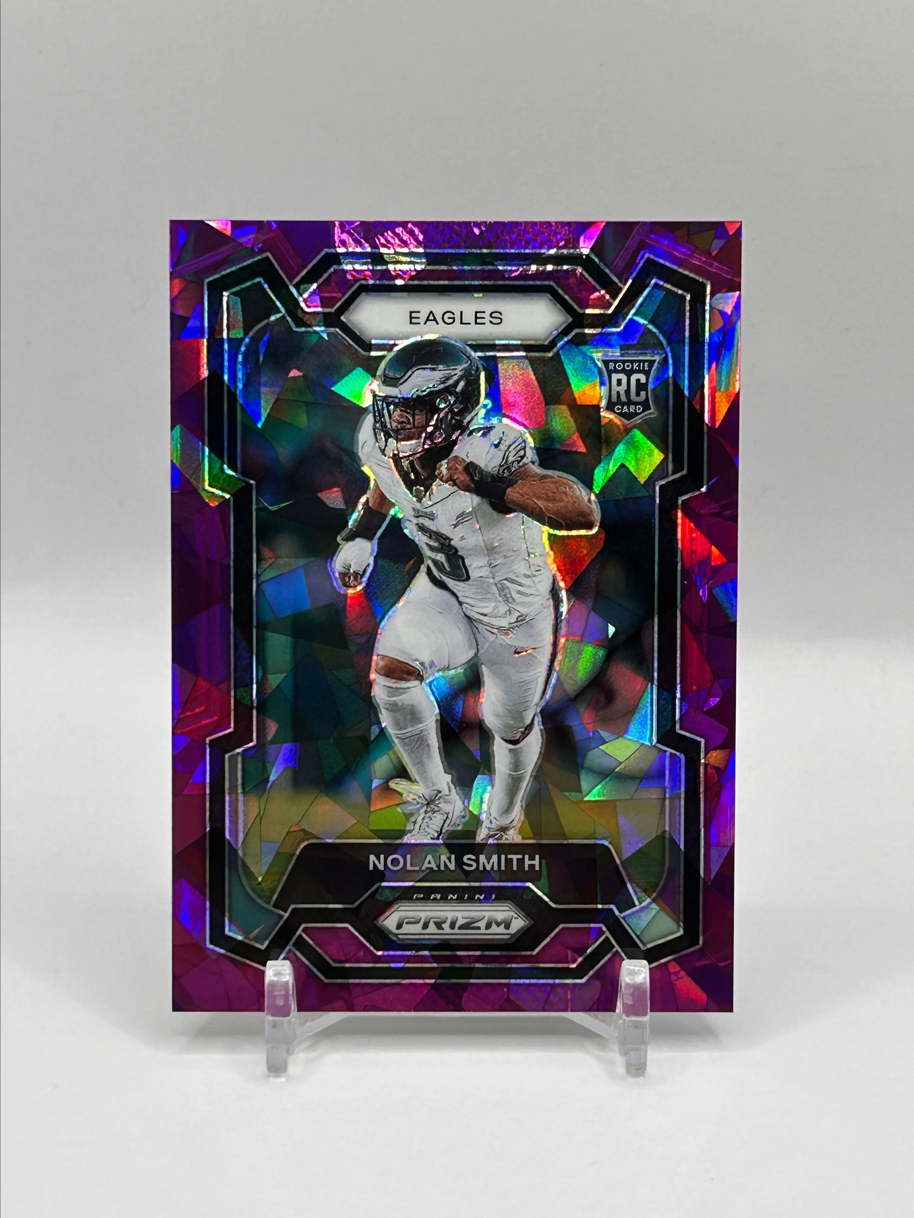 Product image for 2023 Prizm Football • Nolan Smith Purple Cracked Ice /225