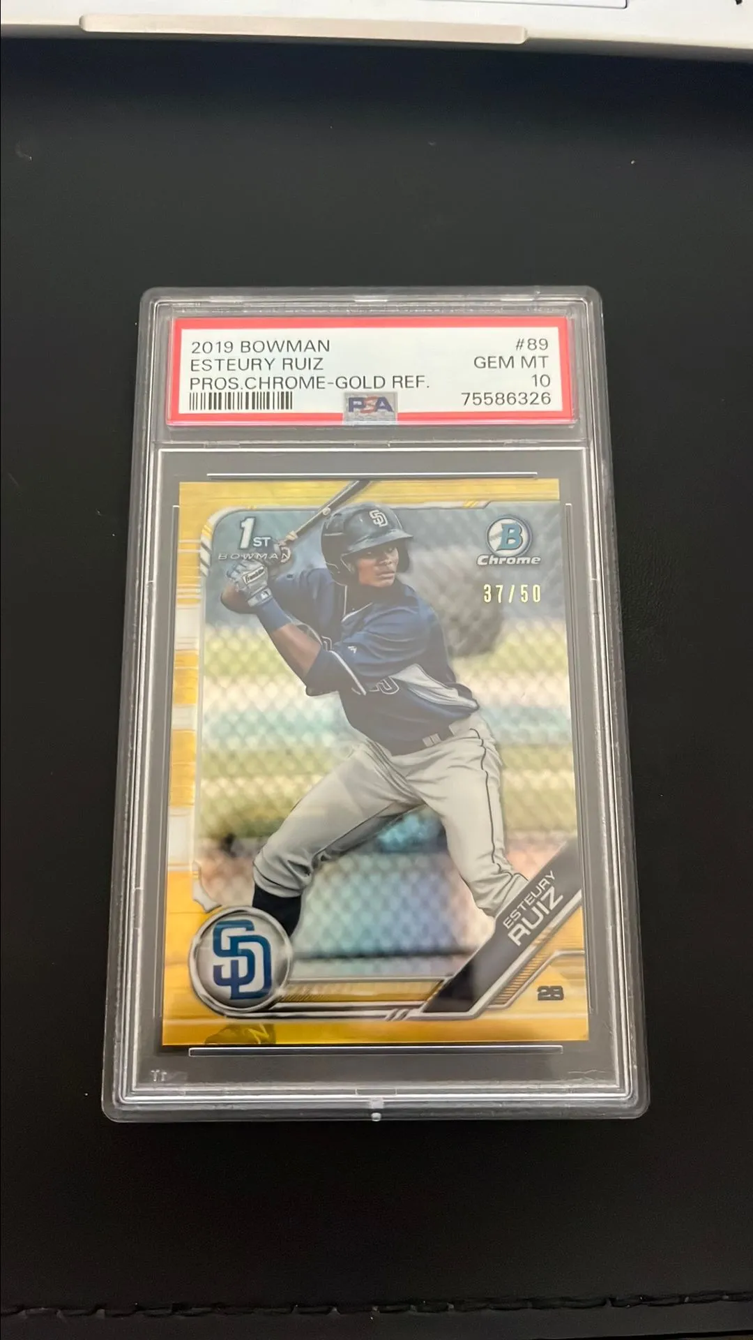 Product image for 2019 Bowman Prospects Chrome Esteury Ruiz 89 Pros.Chrome-Gold Ref. PSA GEM MT 10