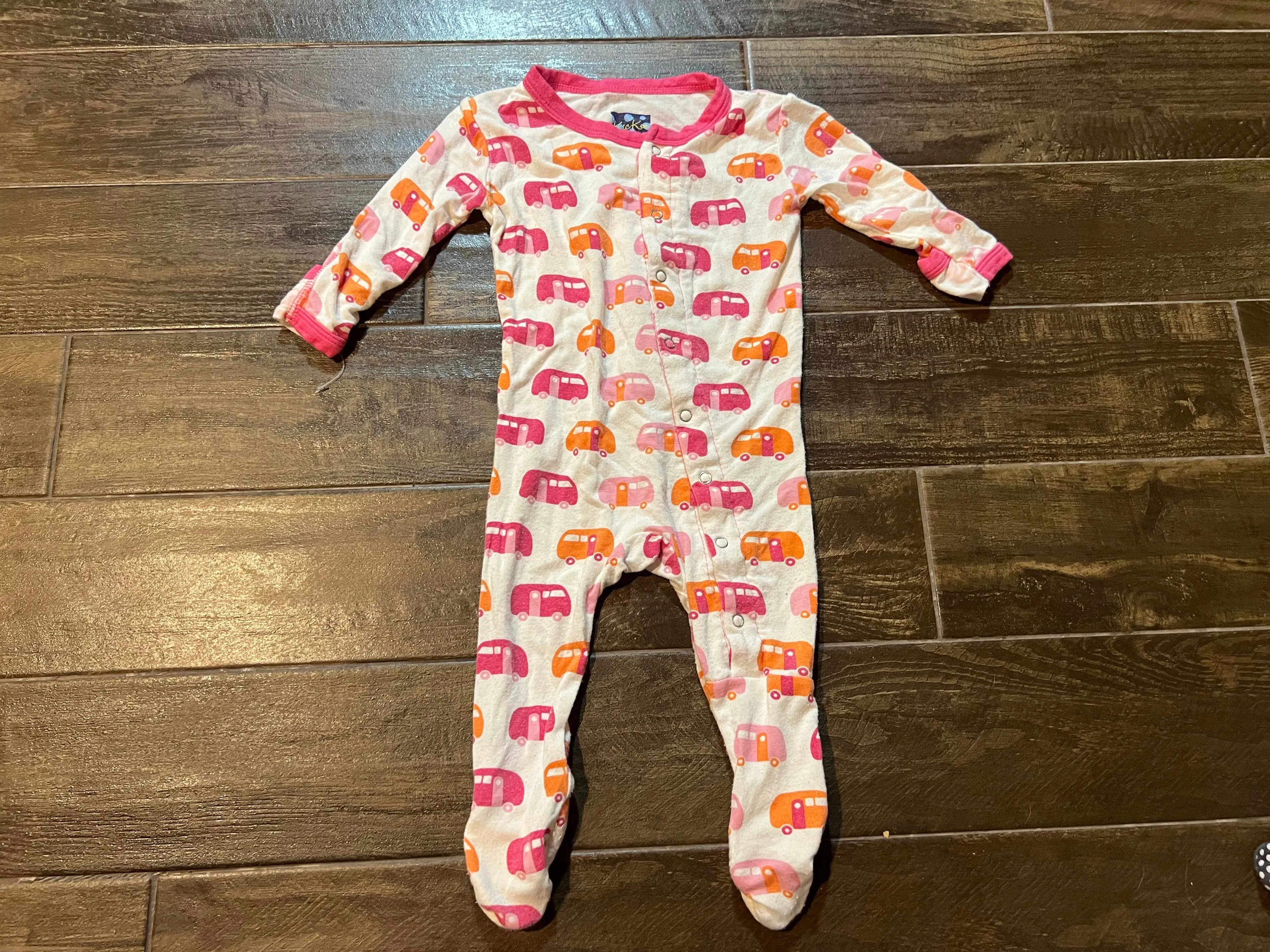 Product image for KicKee Pants caravan bamboo baby footie sleeper 0-3 months pink girl
