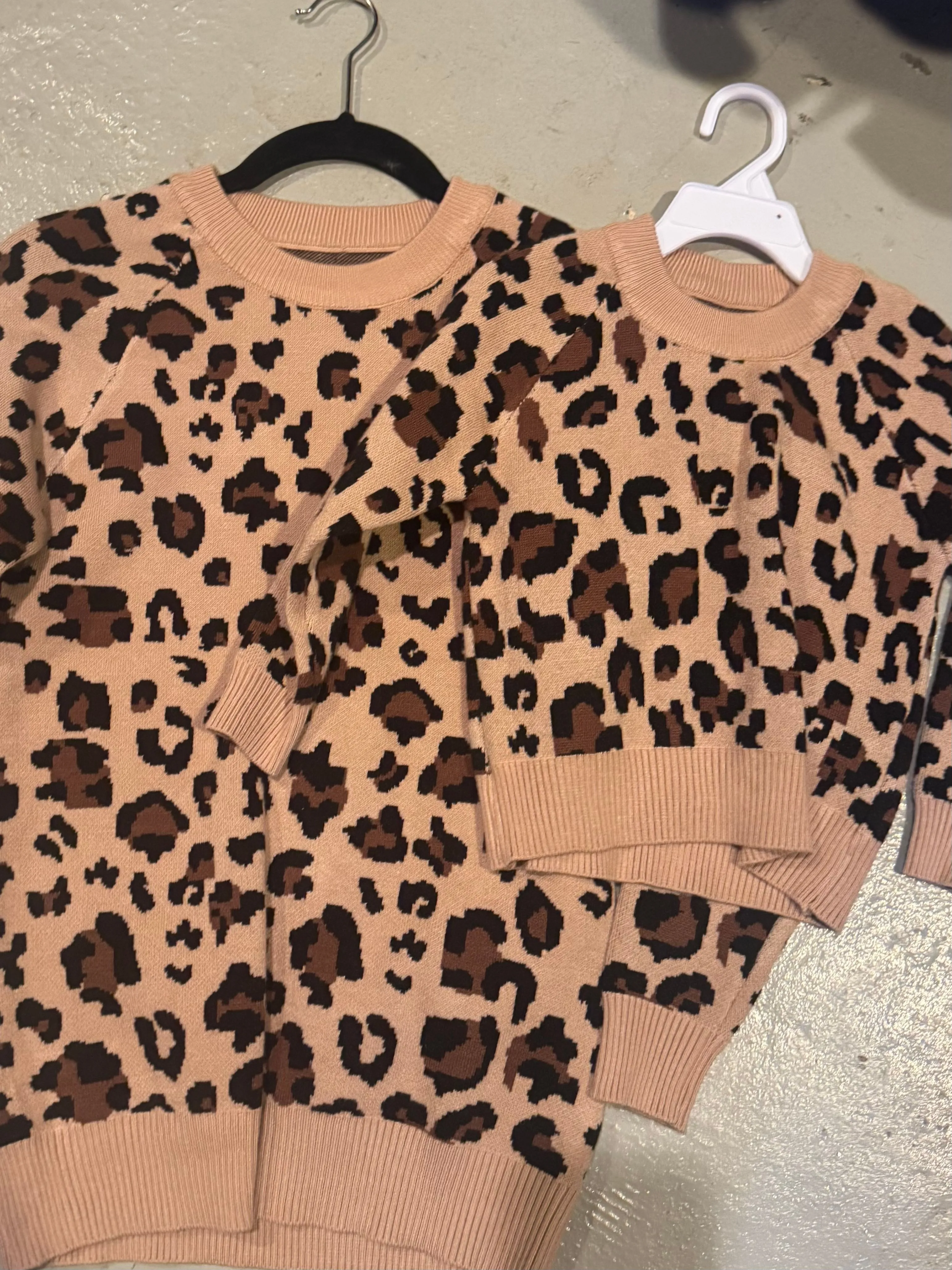 Product image for Mommy and me sweater set. Animal print size small women's and kids small (2t-3t)