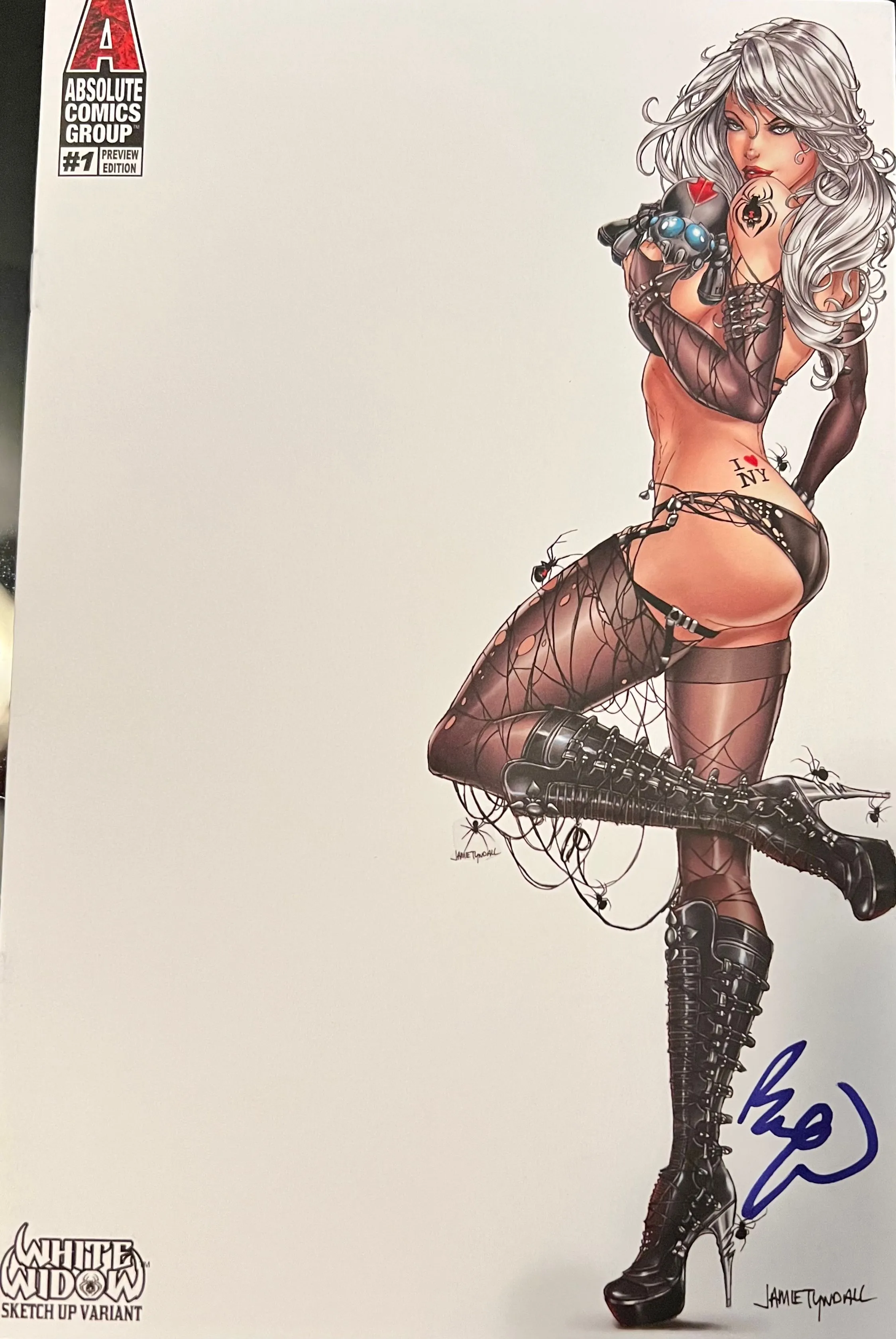 Product image for WHITE WIDOW #1 JAMIE TYNDALL SKETCH-UP BIKINI VARIANT SIGNED BENNY POWELL NM SEXY ABSOLUTE COMICS