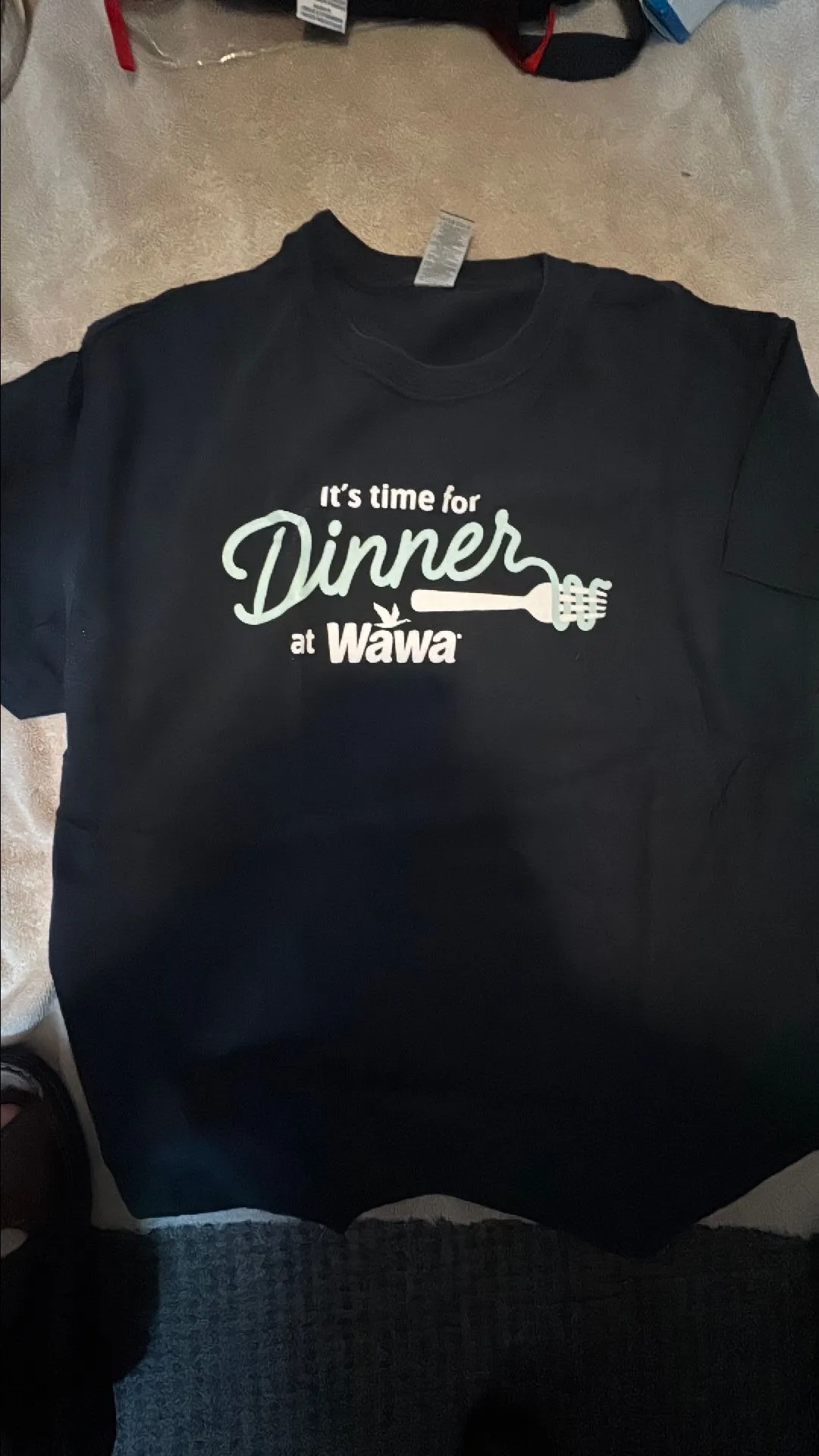 Product image for 032 Black Wawa dinner time tee size Large