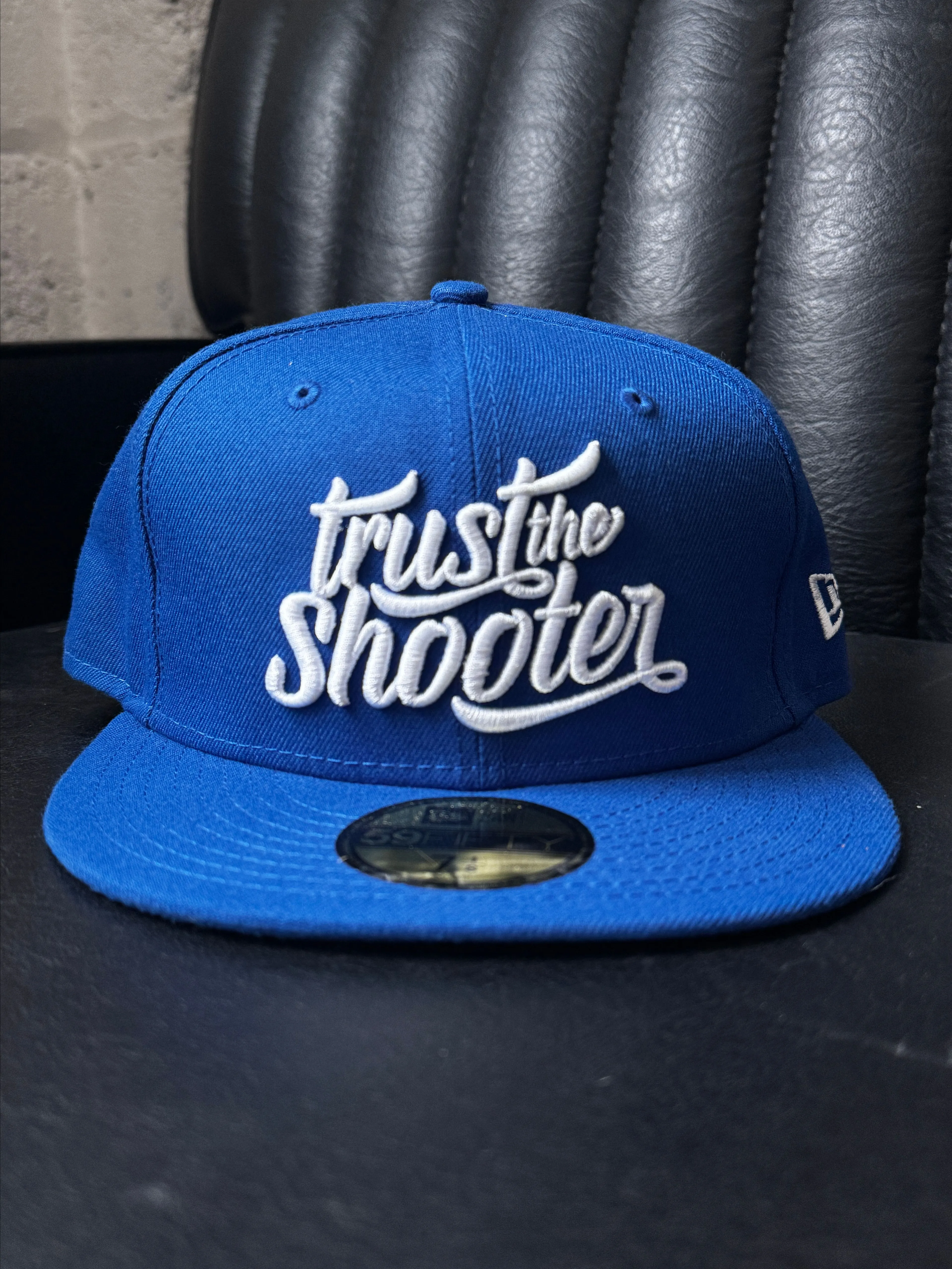 Product image for Trust The Shooter 7 1/4 Fitted New Era Hat - Blue