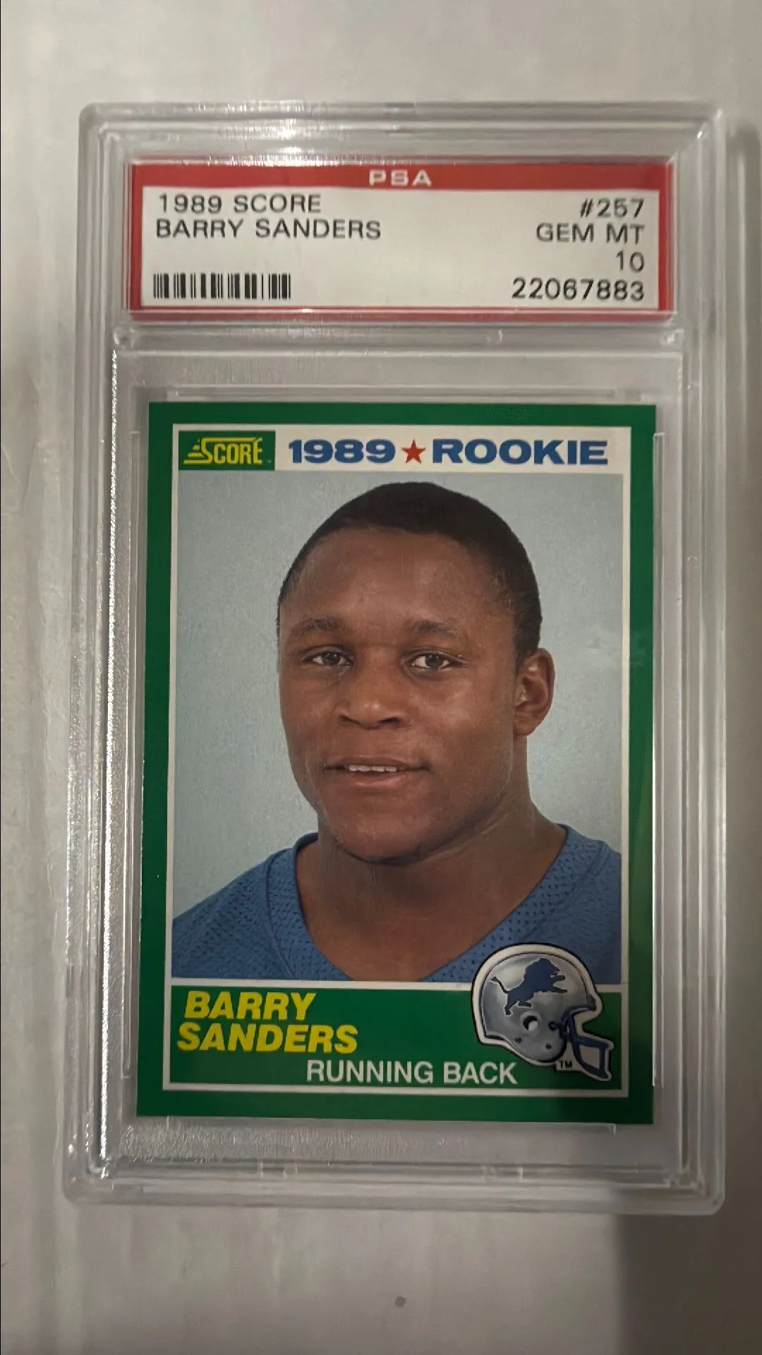 Product image for 1989 Score Barry Sanders 257  PSA GEM MT 10