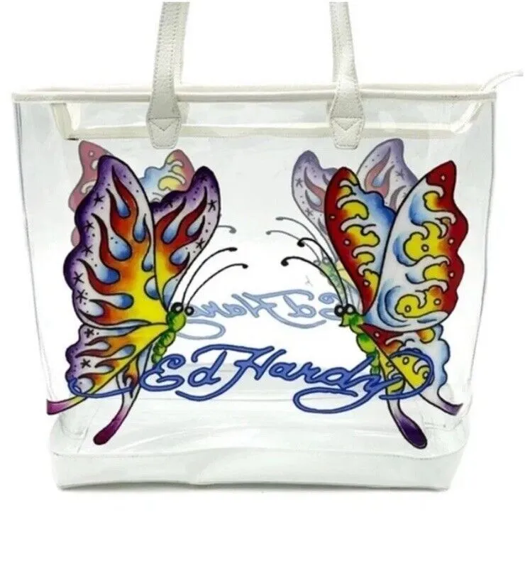 Product image for $159 Ed Hardy PVC Tote Bag (Butterflies or Red Cherries)