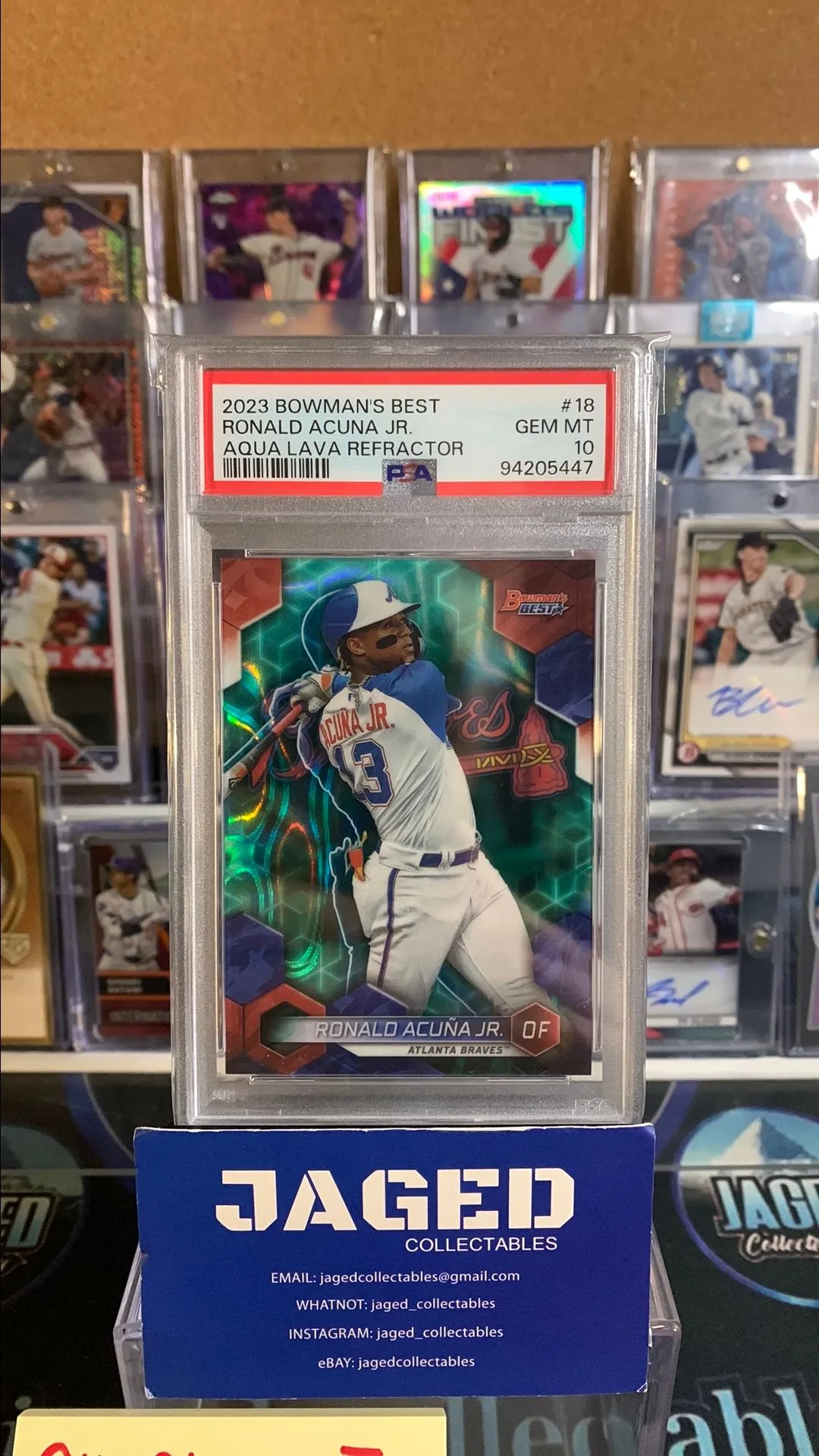Product image for 2023 Bowman'S Best Ronald Acuna Jr. 18 Aqua Lava PSA GEM MT 10