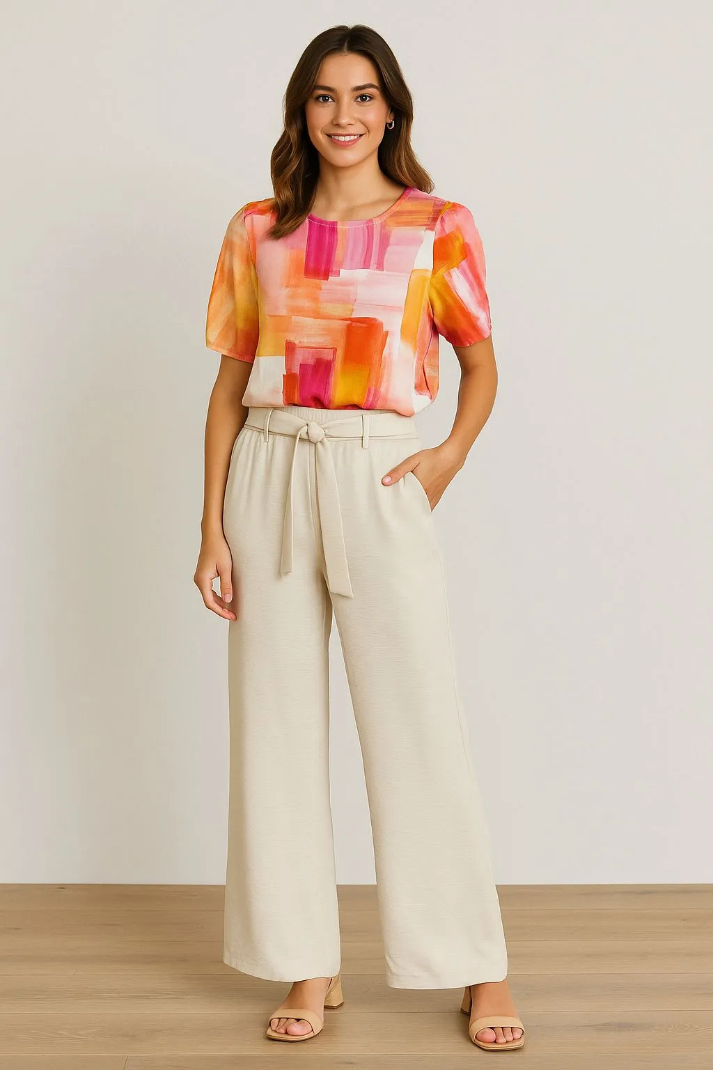 Product image for 224. Cream Wide-Leg Pants Set