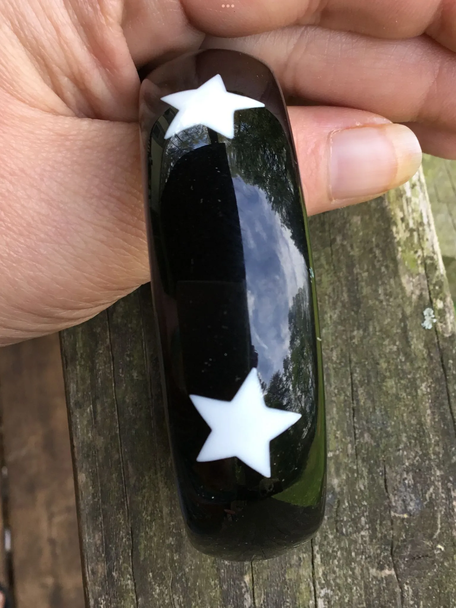 Product image for 9. Black & White Star Bangle Bracelet