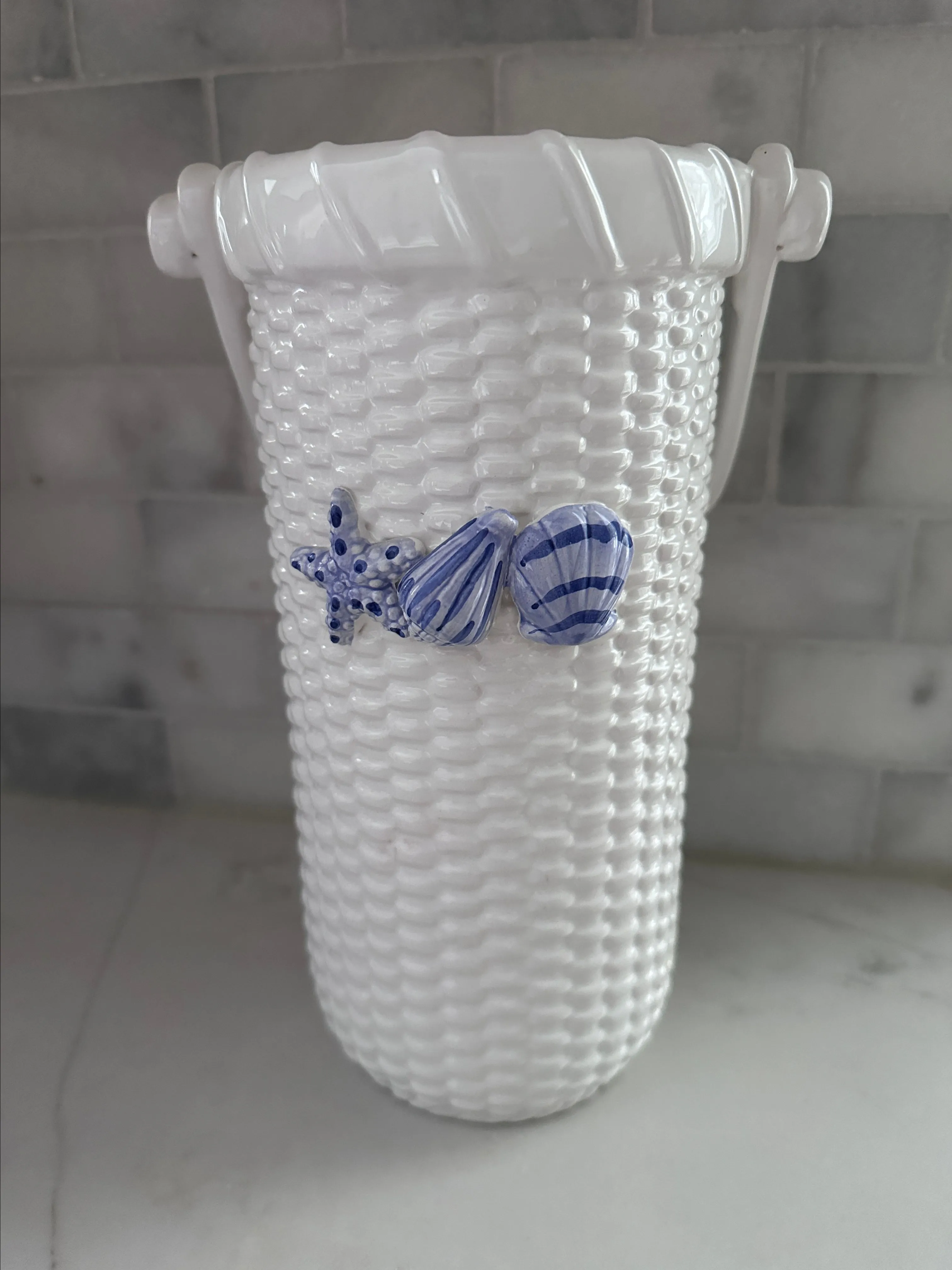 Product image for Faux Nantucket Basket Ceramic Vase