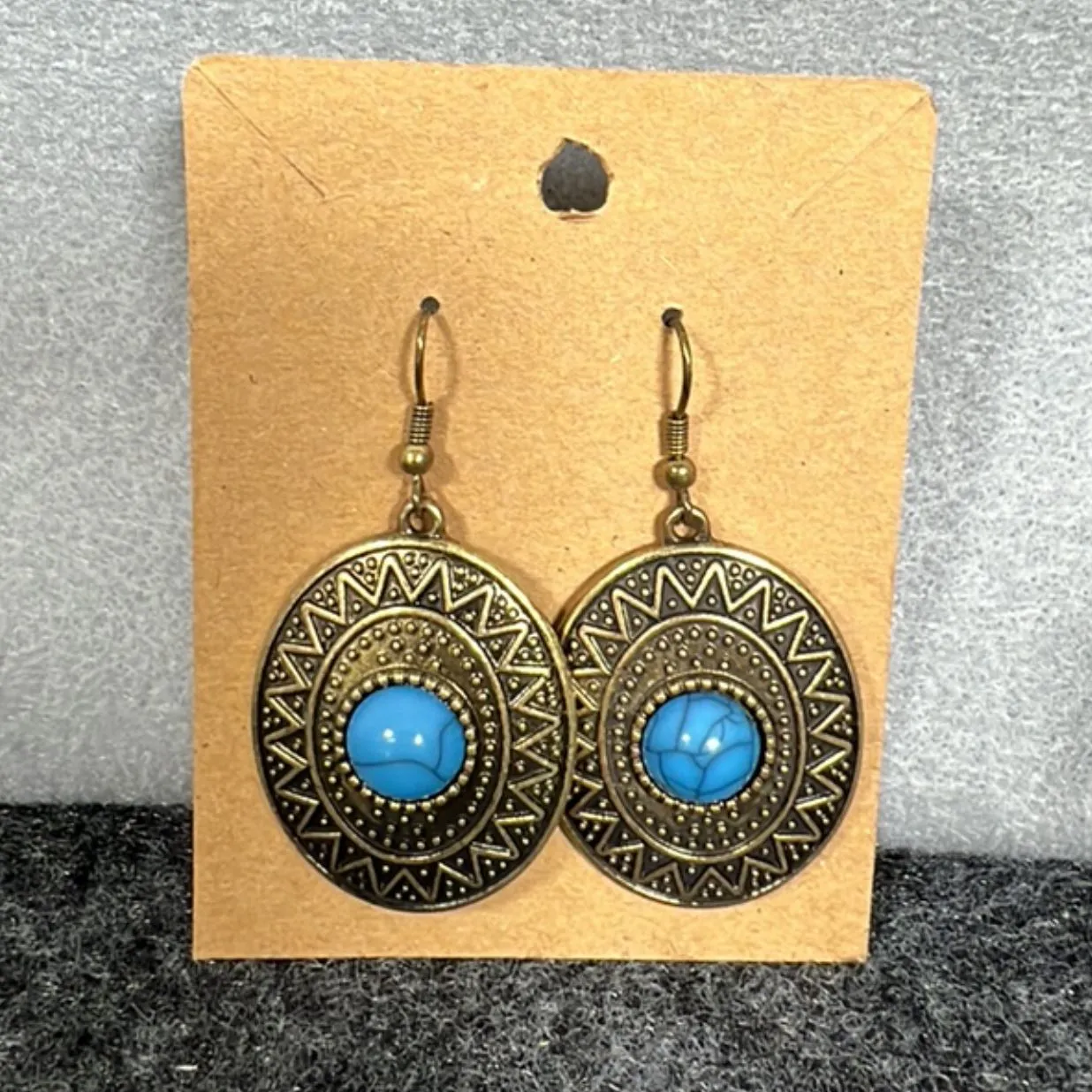 Product image for Blue stone Gold Tone Earrings Boho Western Style