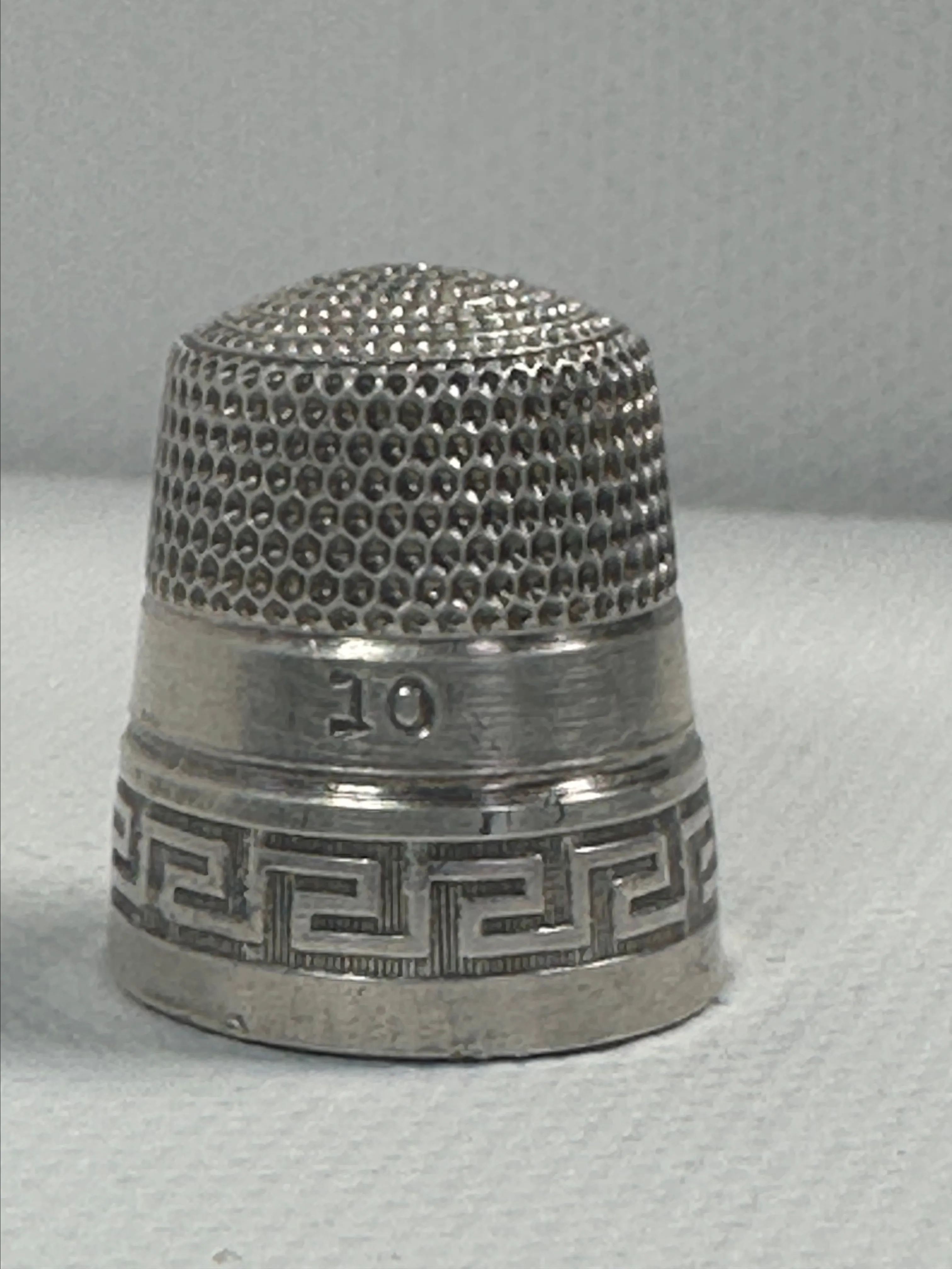 Product image for Antique Greek Key Motif  Sterling Silver Thimble