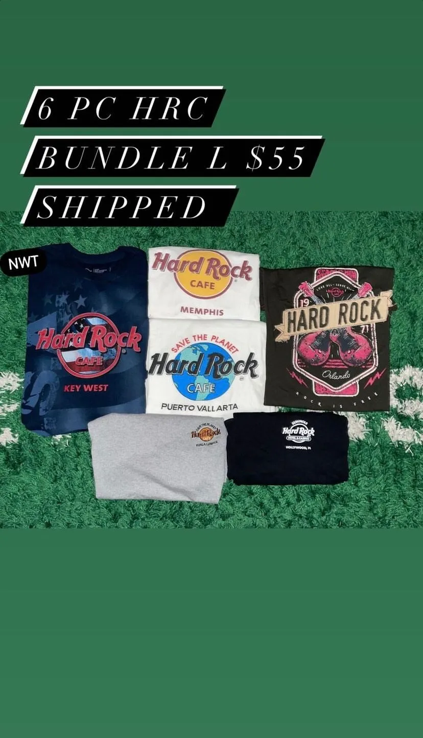 Product image for 6 Pc Hard Rock Cafe Tee Bundle Large