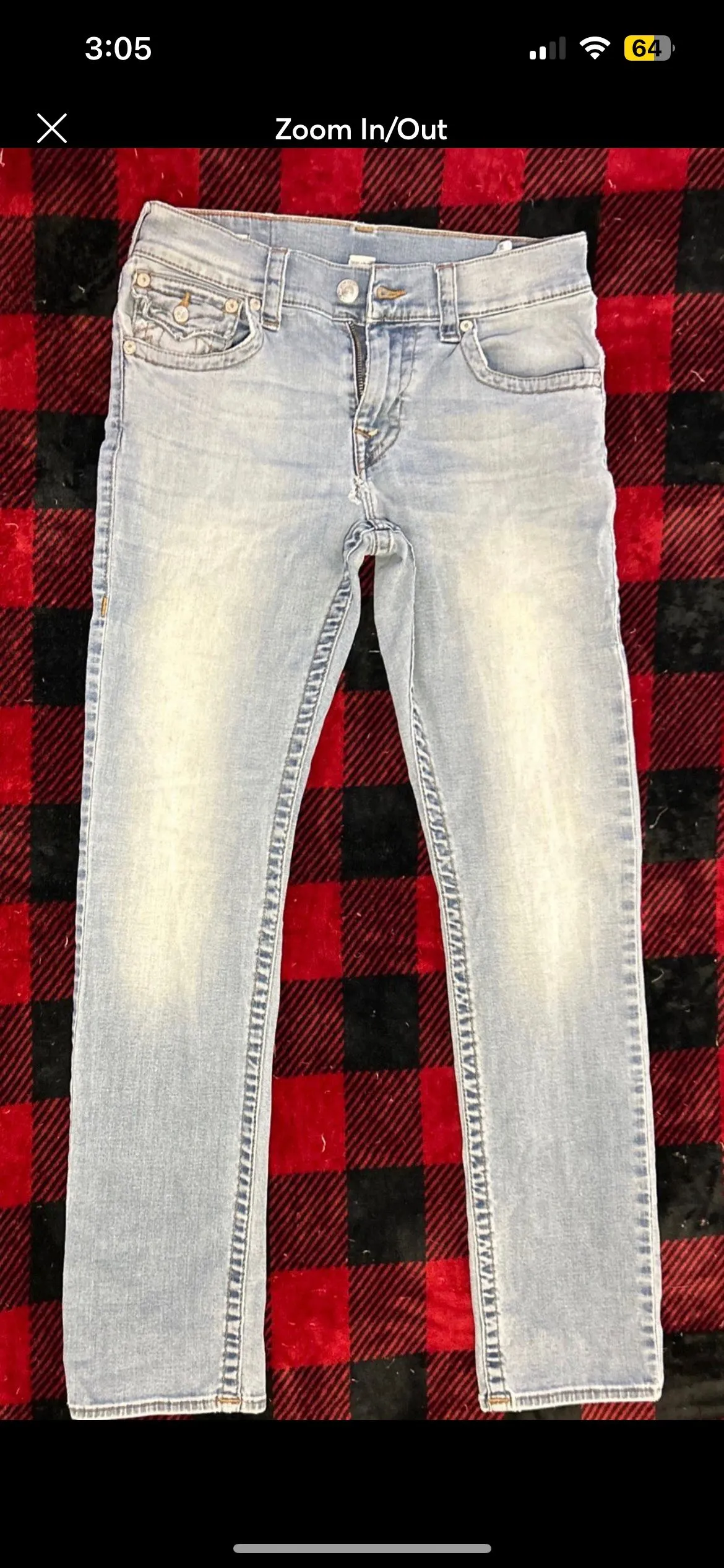 Product image for True Religion Mens Geno Orange Stitch Flap Pocket Relaxed Slim Fit Jeans 31