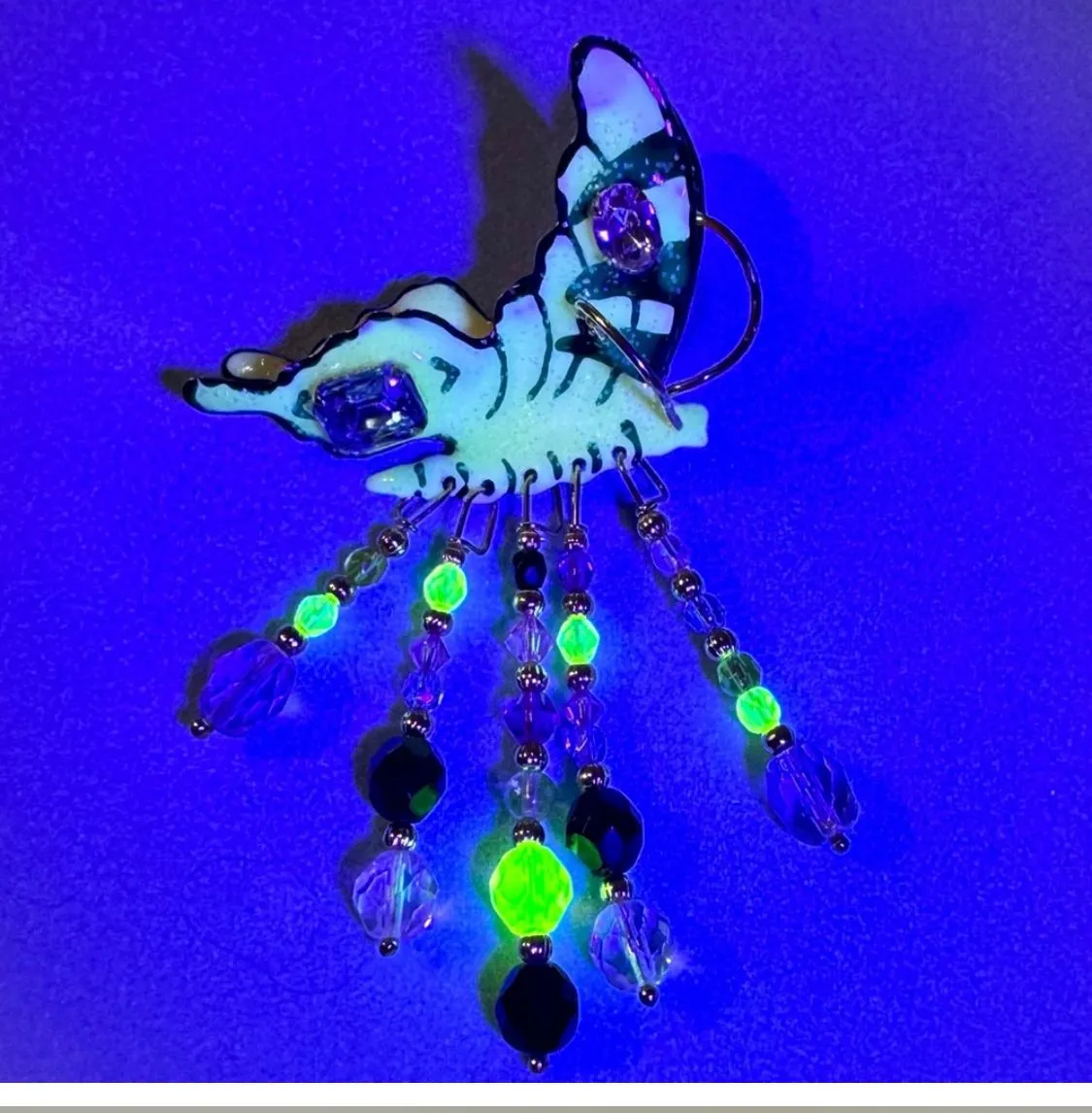 Product image for RARE Lunch At The Ritz Butterfly Brooch With Uranium Glass Beads