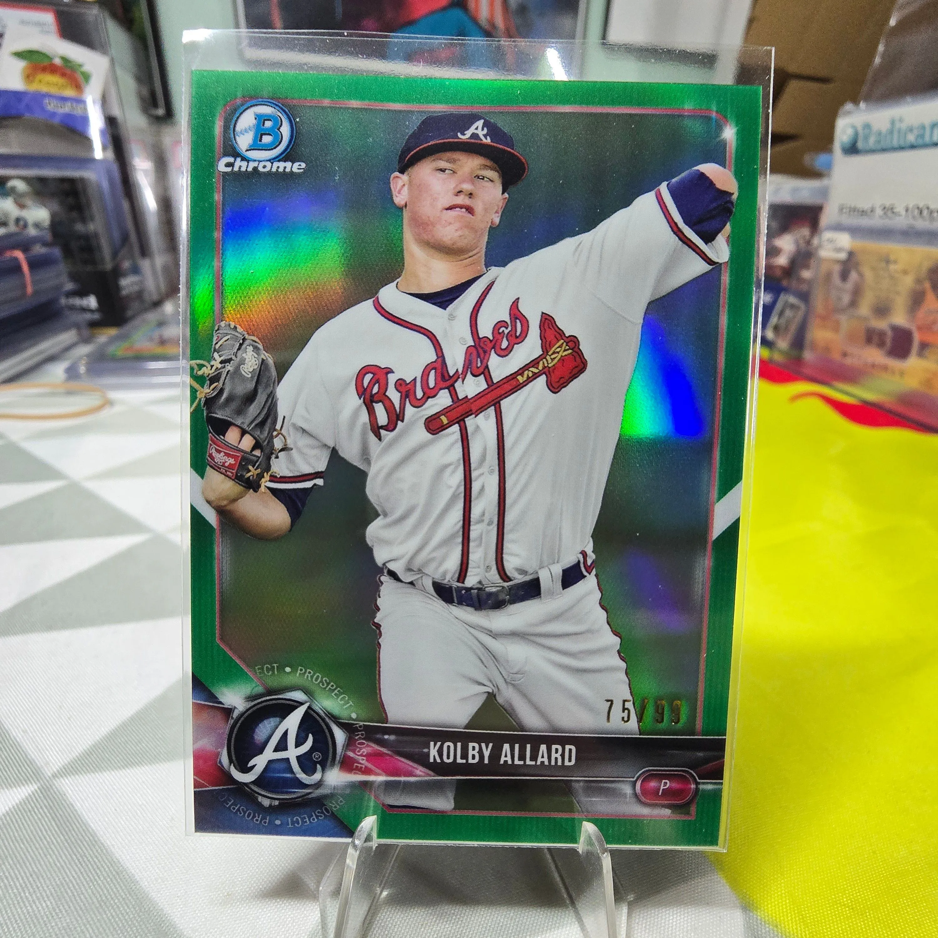 Product image for 2018 Bowman Chrome Prospects Green Refractor /99 Kolby Allard #BCP28 Braves