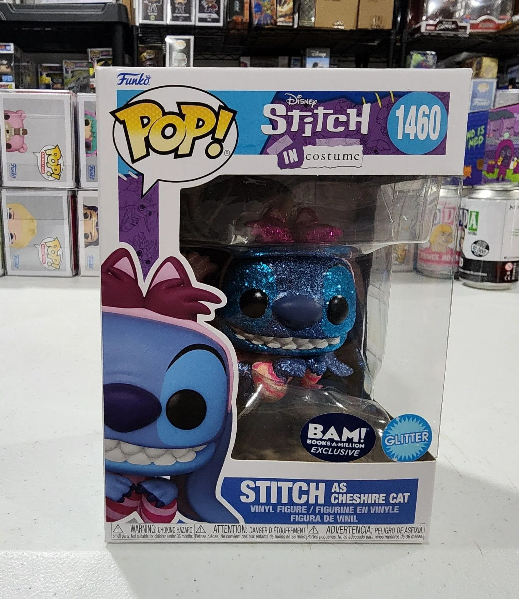 Product image for Funko Pop Stitch In Costume Stitch As Cheshire Cat Glitter BAM Exclusive # 1460