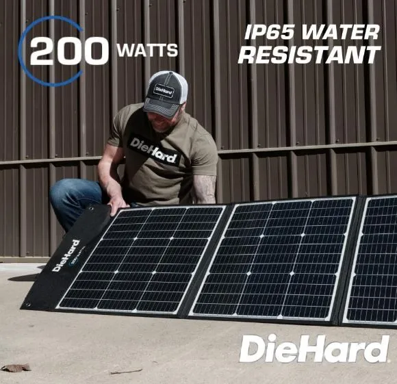 Product image for DieHard Solar Panel, 200-Watt, Foldable, Flexible, Lightweight, Portable - Designed for use with DieHard Portable Power Stations