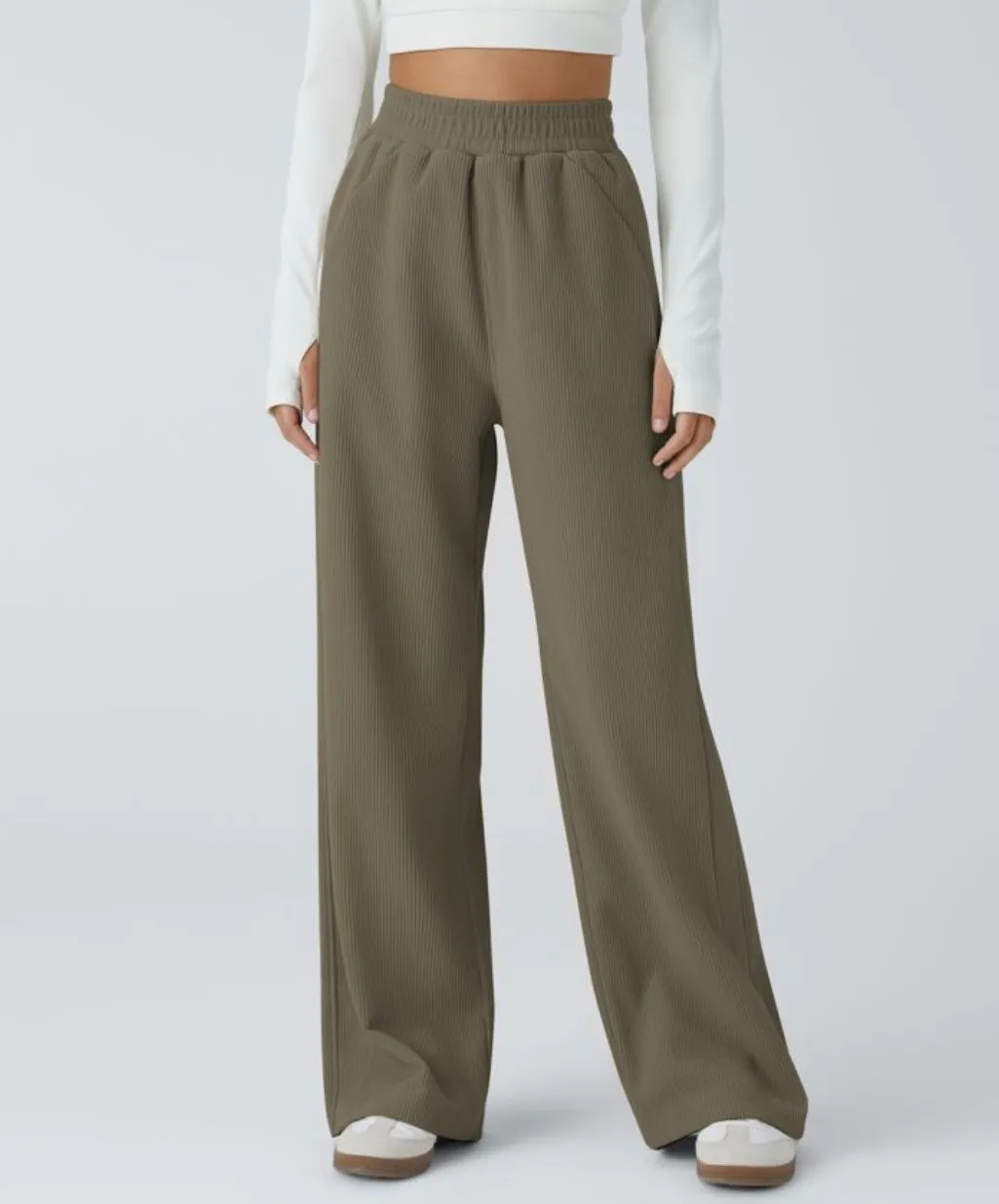 Product image for BIN: NWT Halara High Waisted Side Pocket Straight Leg Mop Corduroy Casual Pants Large