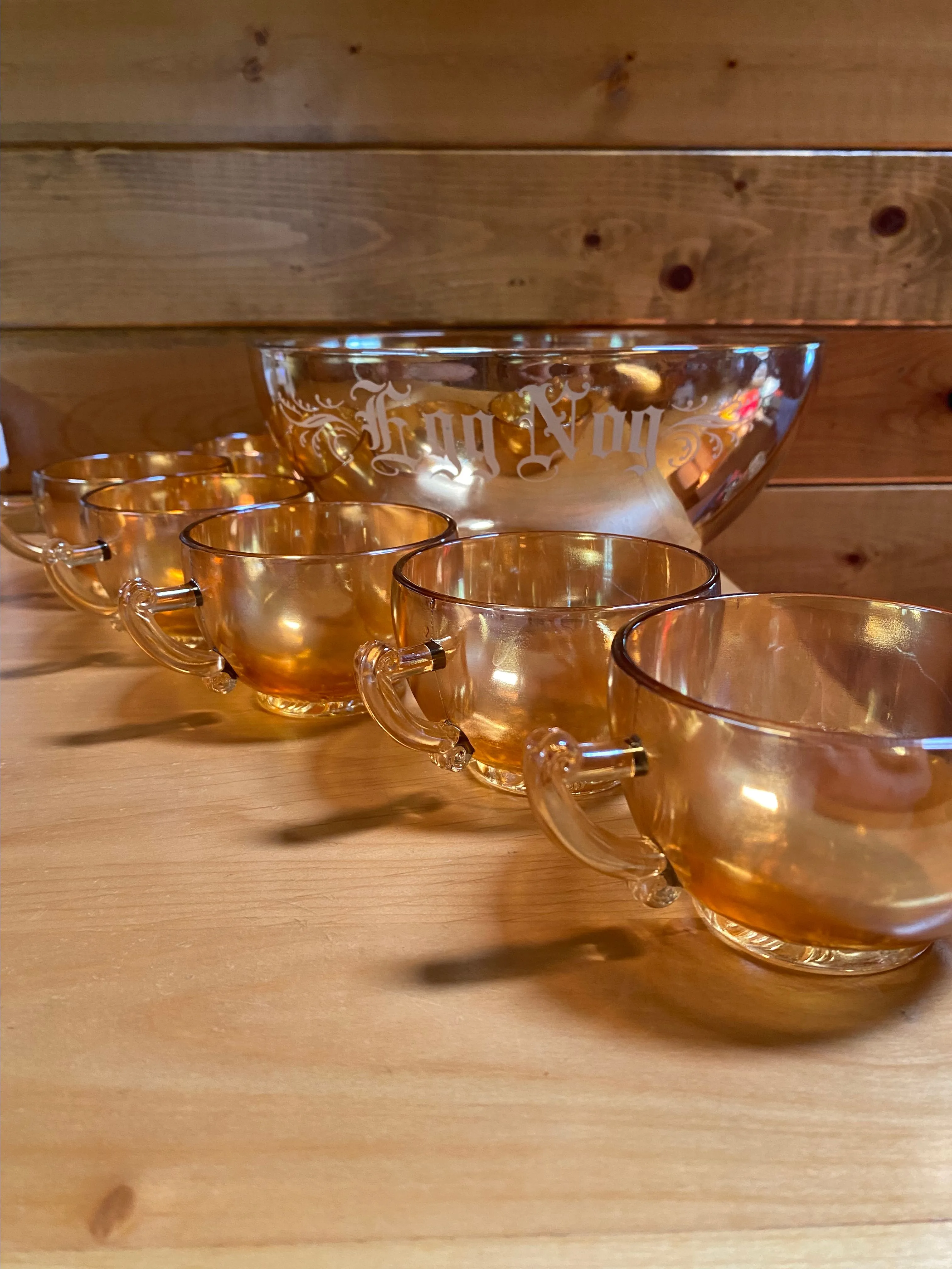 Product image for 7 Piece Vintage 1950's Jeannette Glass Egg Nog Set