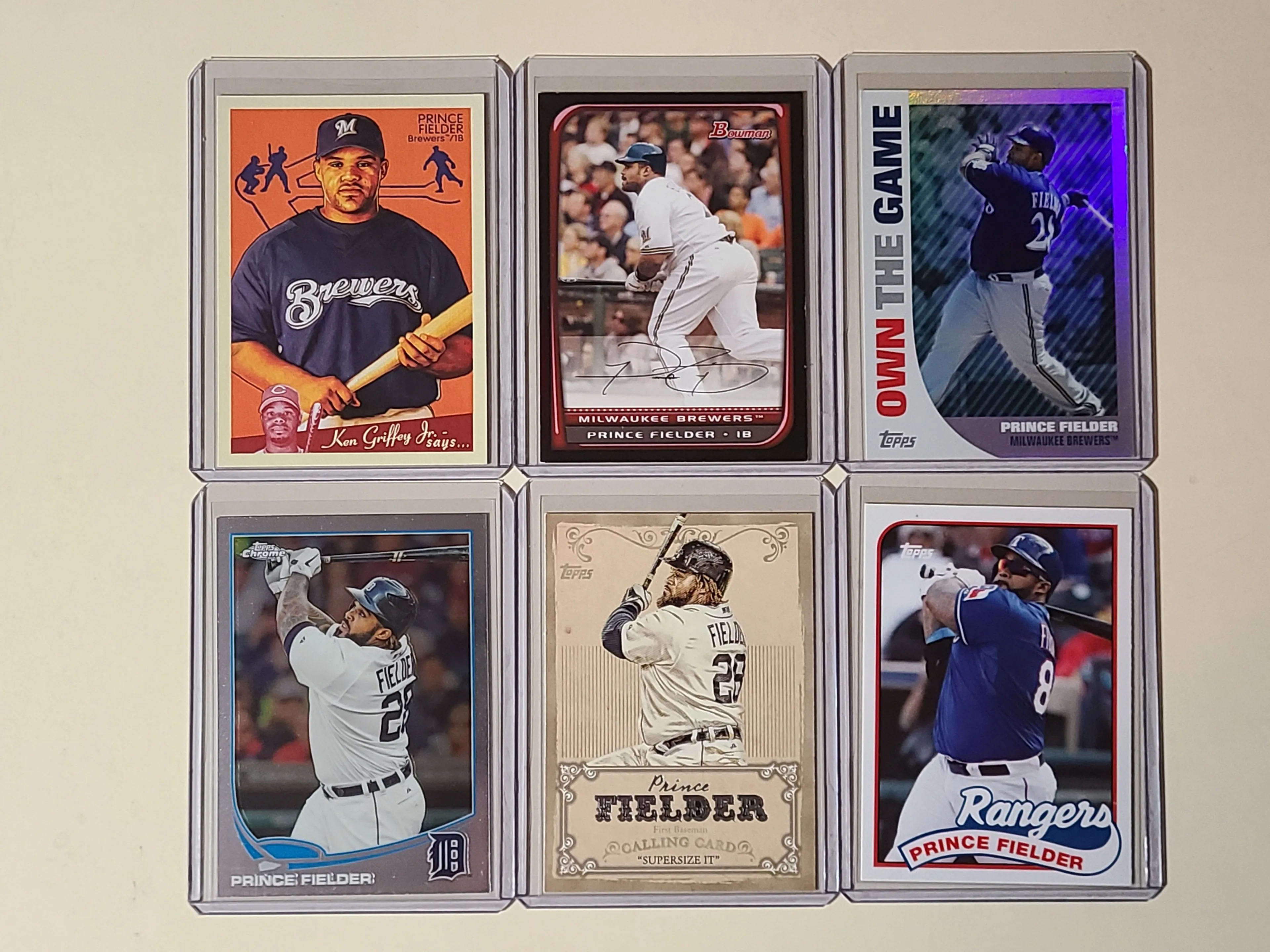 Product image for Prince Fielder 6 Baseball Card Lot